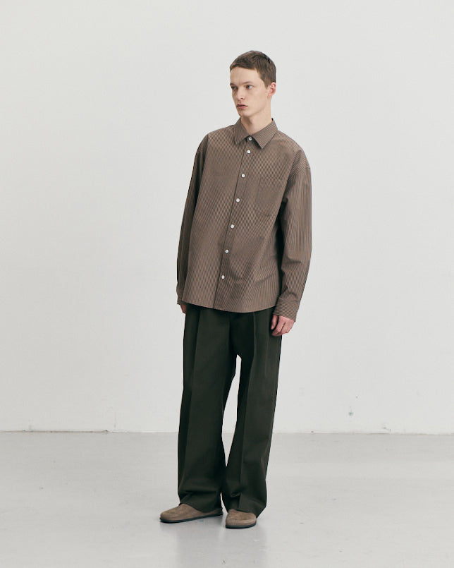 Pantaloni Double Pleated Wide Chino Khaki