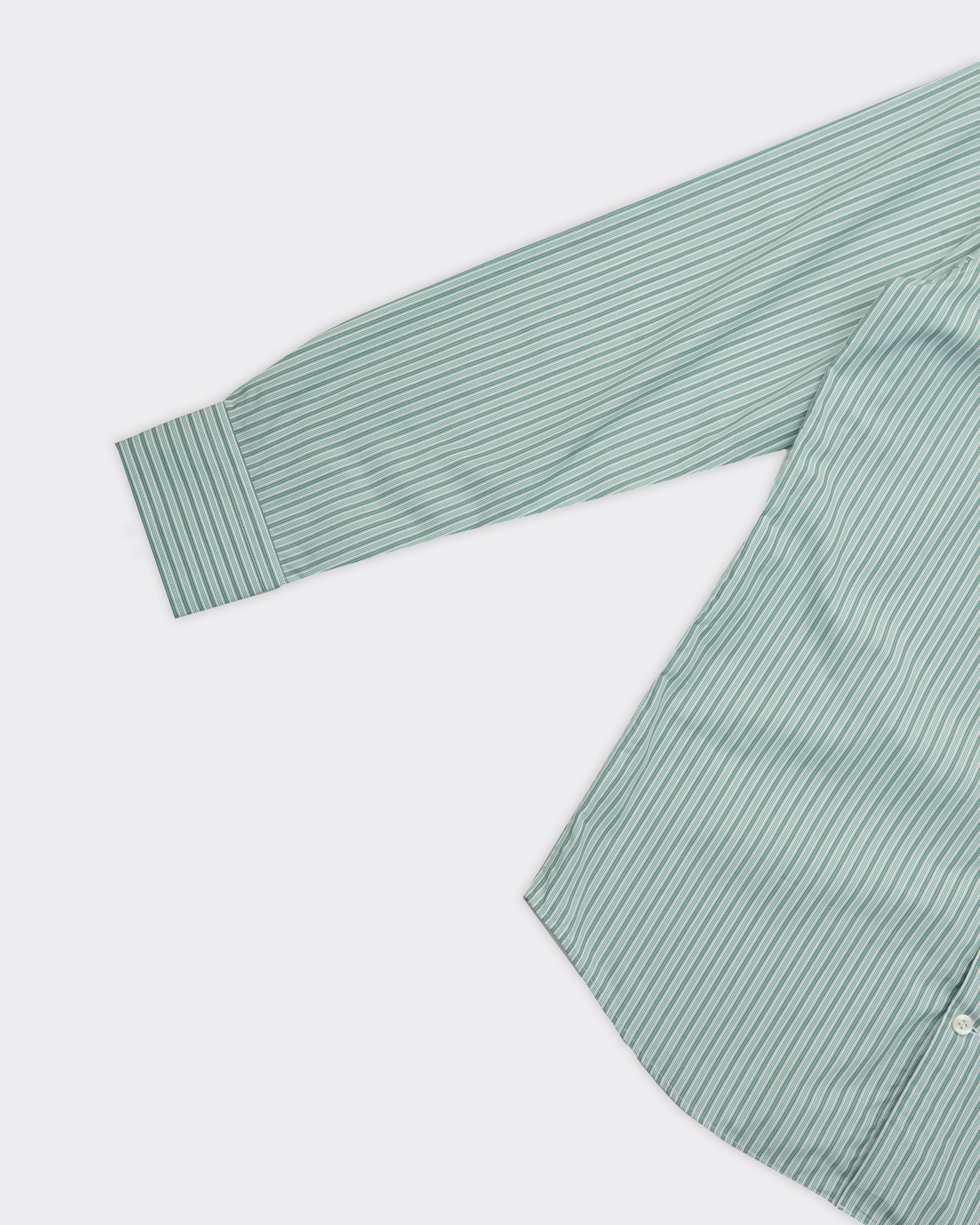 Camicia Poplin Spread Stripes Verde