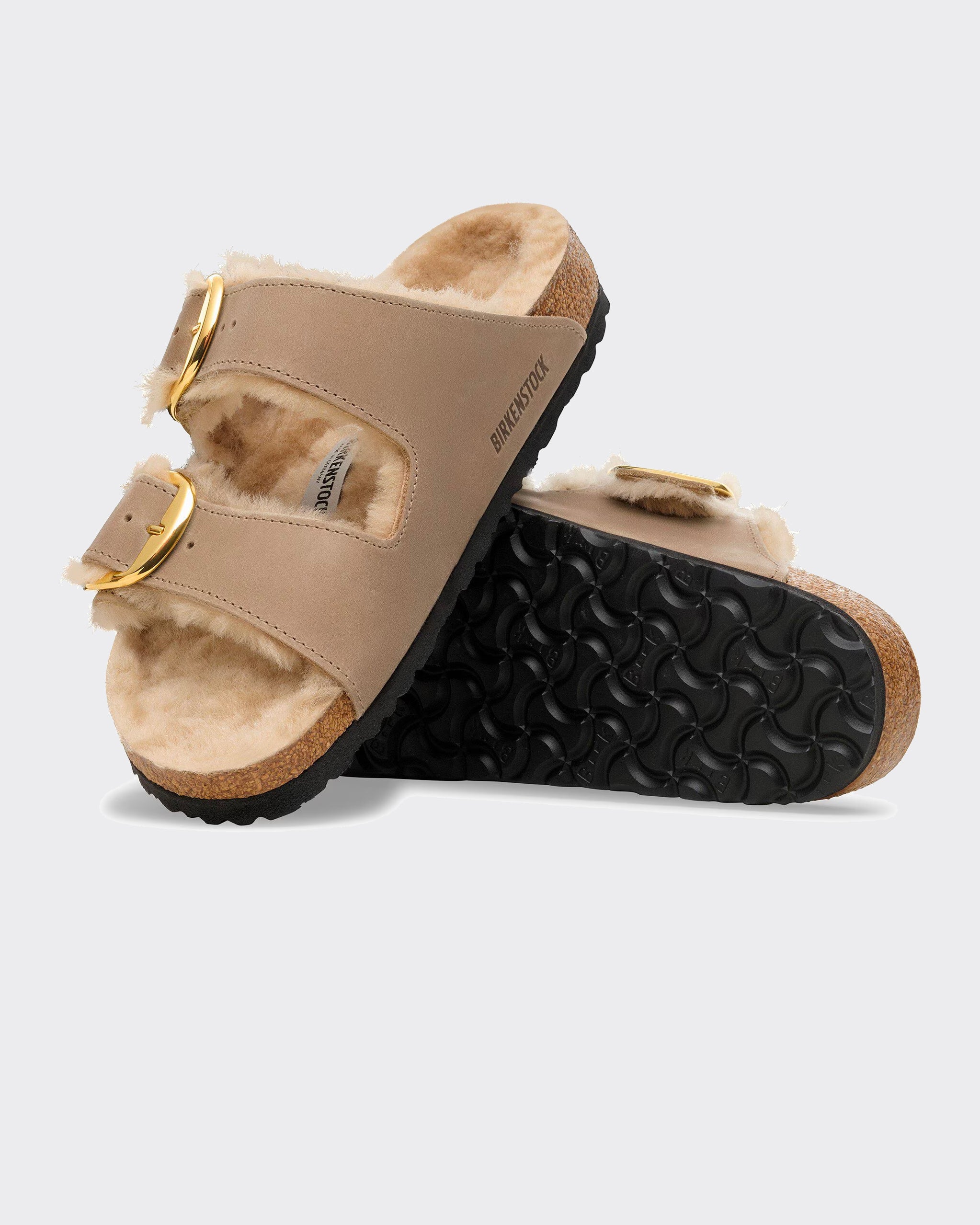 Ciabatta Arizona Big Buckle Shearl Oiled Leather Tabacco Brown