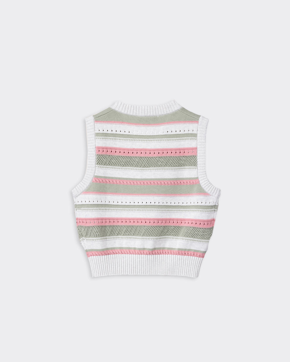 Vest Unisex Crafted Knit Ivory / Mint
