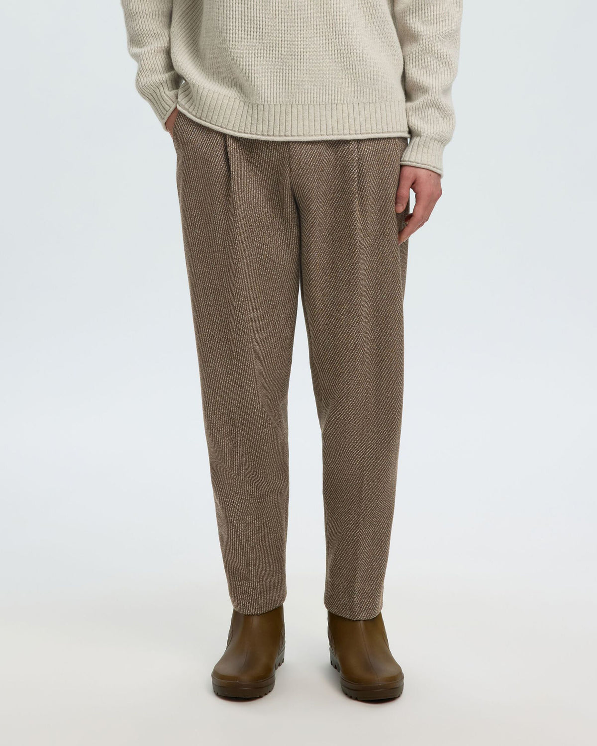 Pantalone Loose Lou Domestic Wool Twill Egret