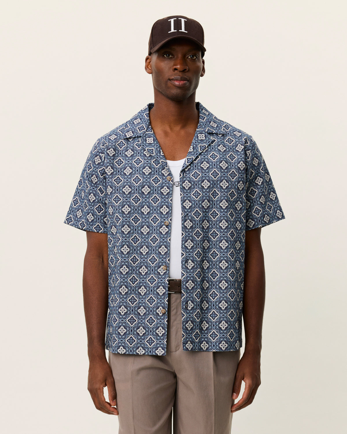 Camicia Ss Lukas Arabesque Aop Blu Fog