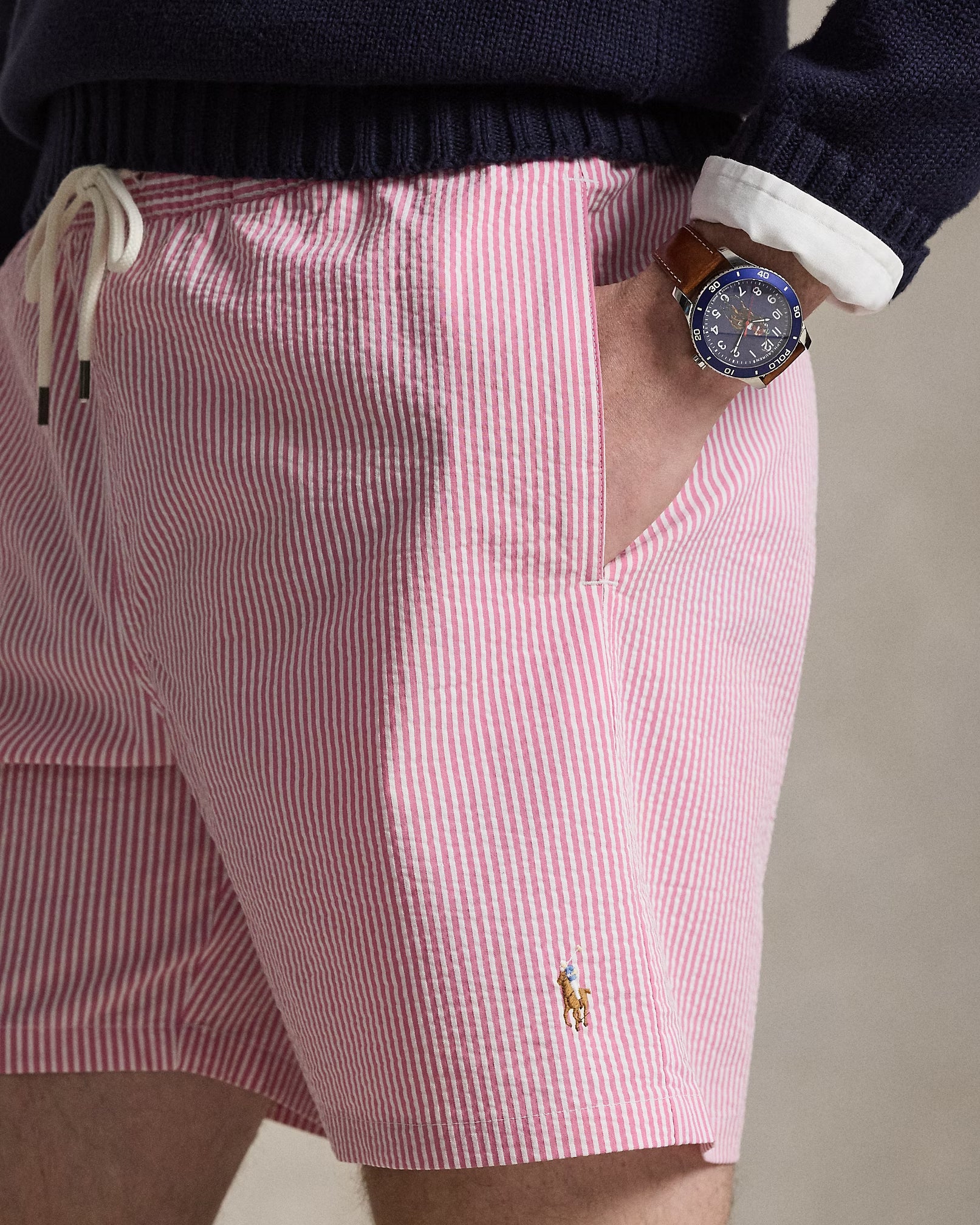 Costume Traveler Mid Trunk Seersucker Resort Rose Stripe