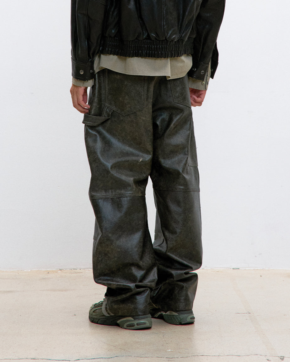 Pantalone Leather Double Knee Melange Marrone