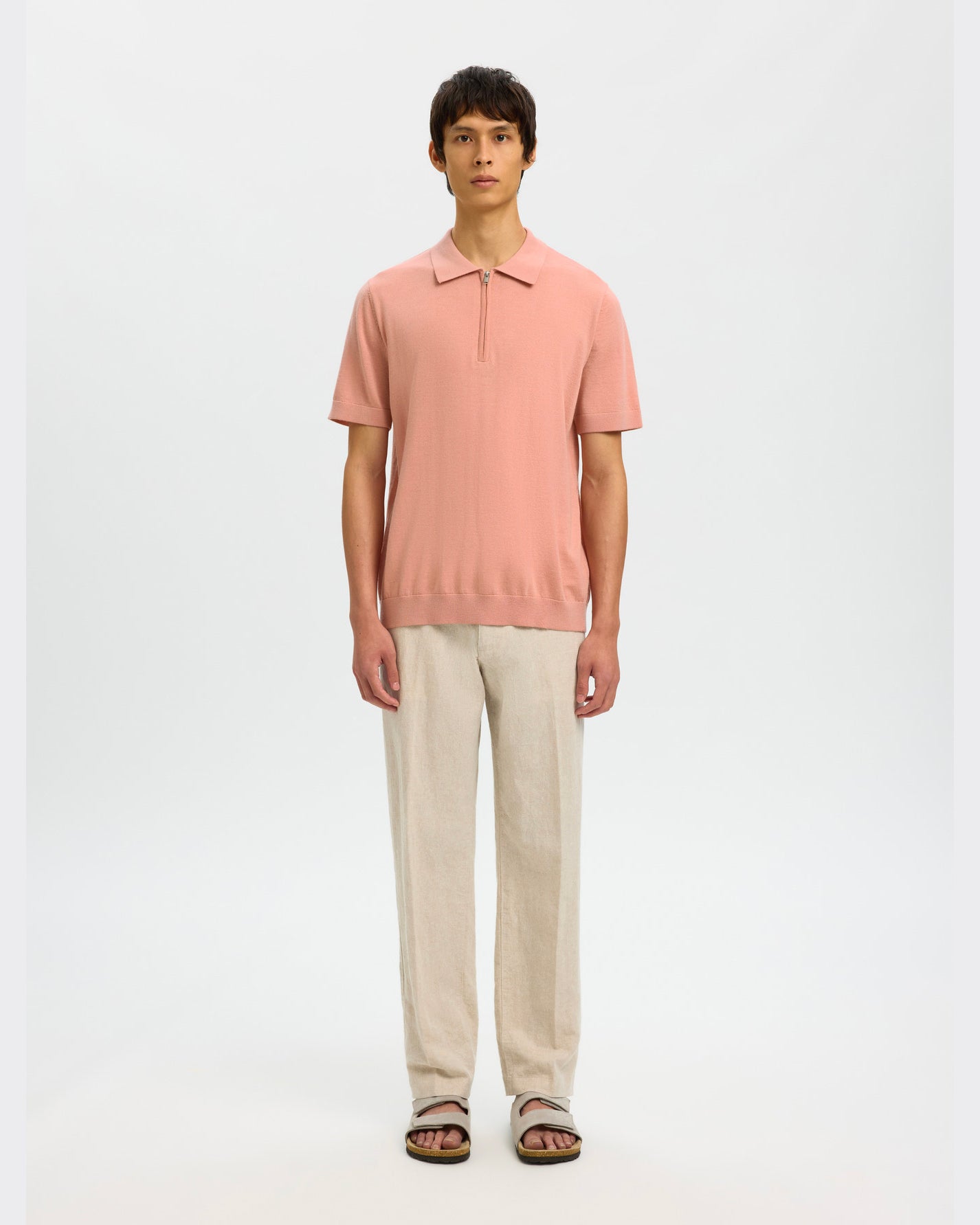 Polo Tray SS Half Zip Rose Dawn