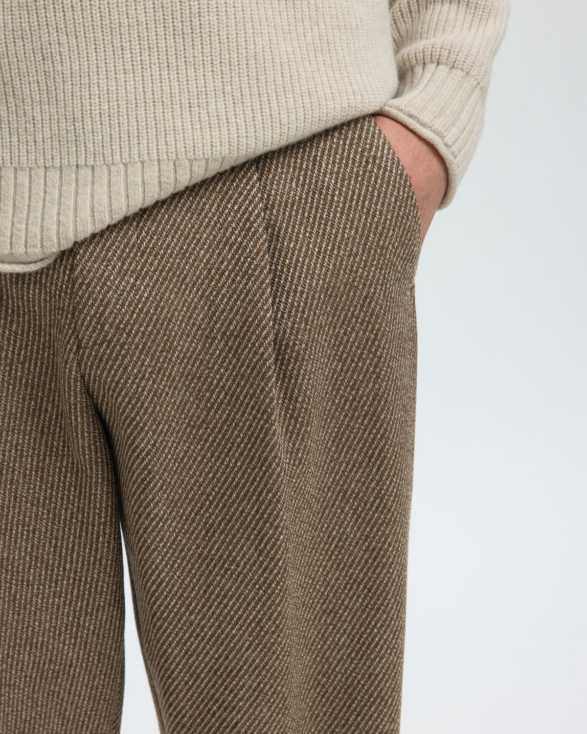 Pantalone Loose Lou Domestic Wool Twill Egret