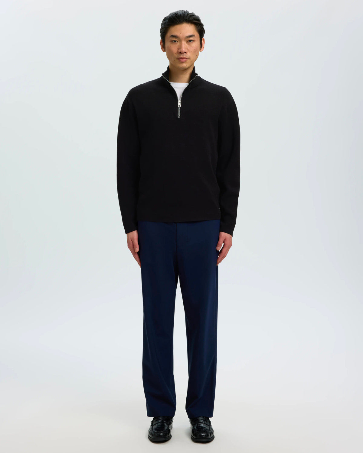Polo Teller Knit Half Zip Nero
