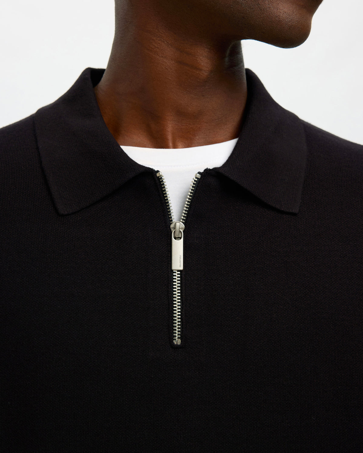 Polo Teller Knit Half Zip Nero
