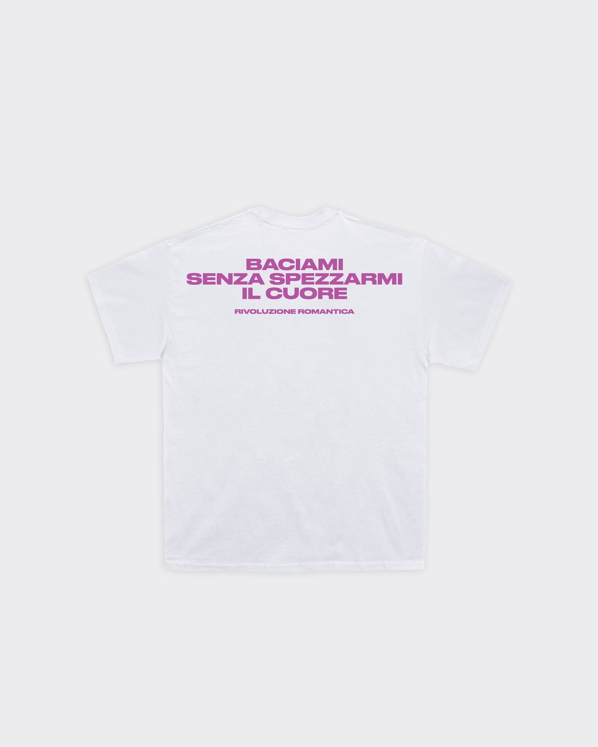 T-shirt Baciami Senza Spezzarmi il Cuore Bianca