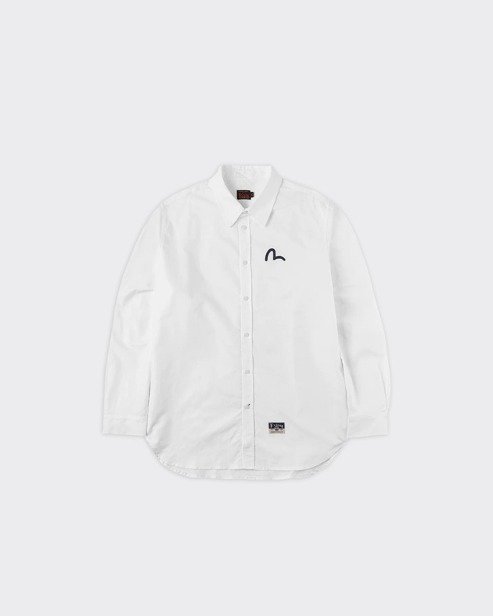 Camicia Oxford Black Seagull Print Bianca