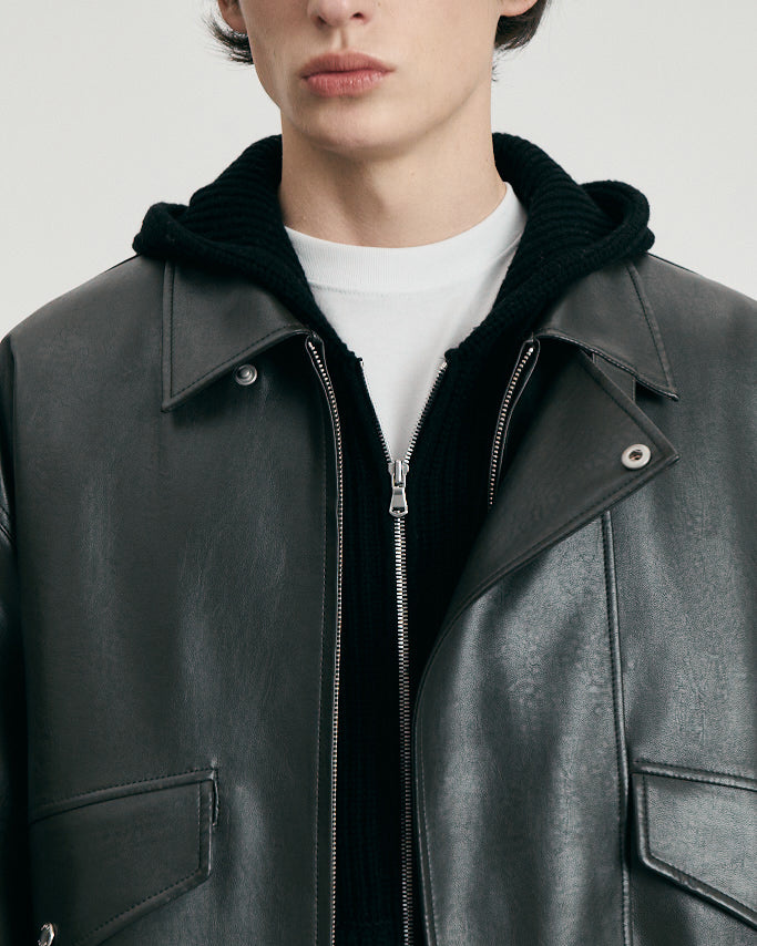 Giacca Cropped Alter-Leather Blouson Nera