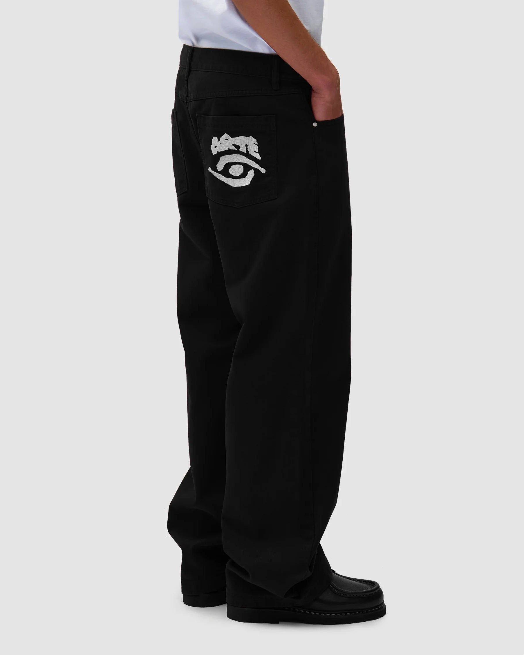 Back Pocket Graphic Trousers Black