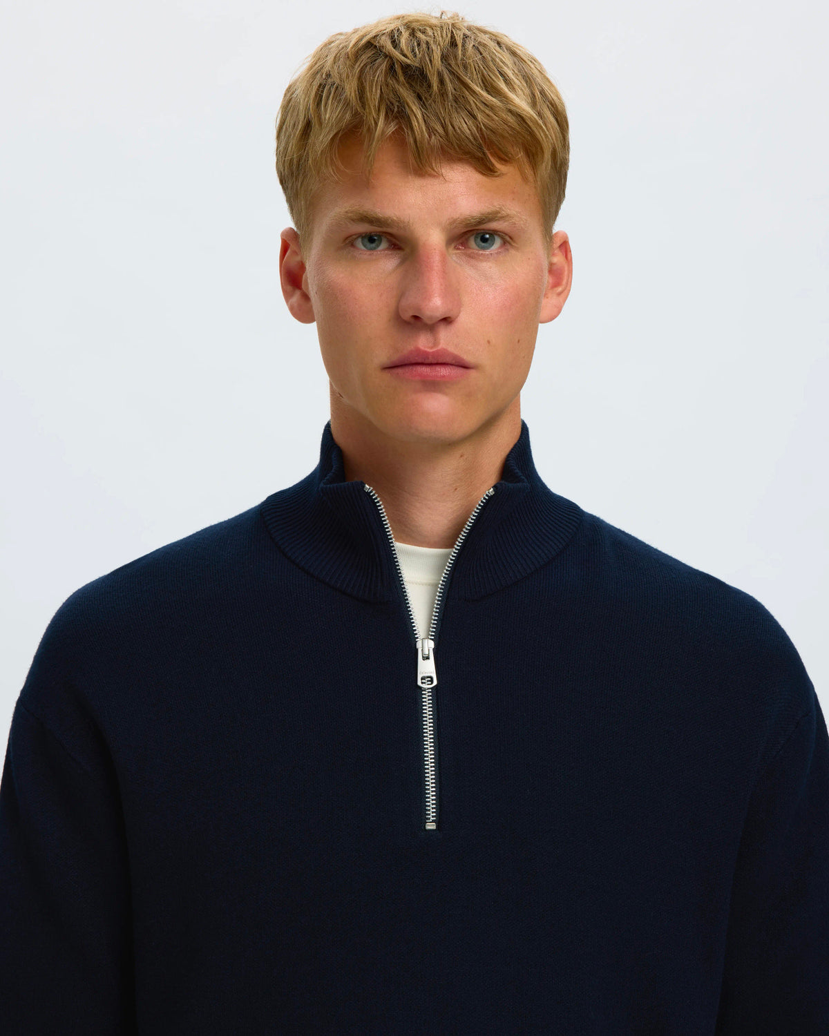 Polo Teller Knit Half Zip Sky Captain