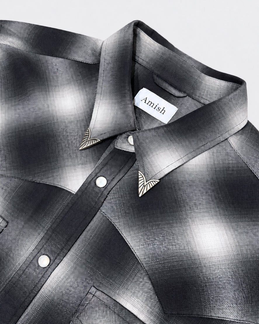 Camicia Texaco Hombre Plaid Washed Charcoal