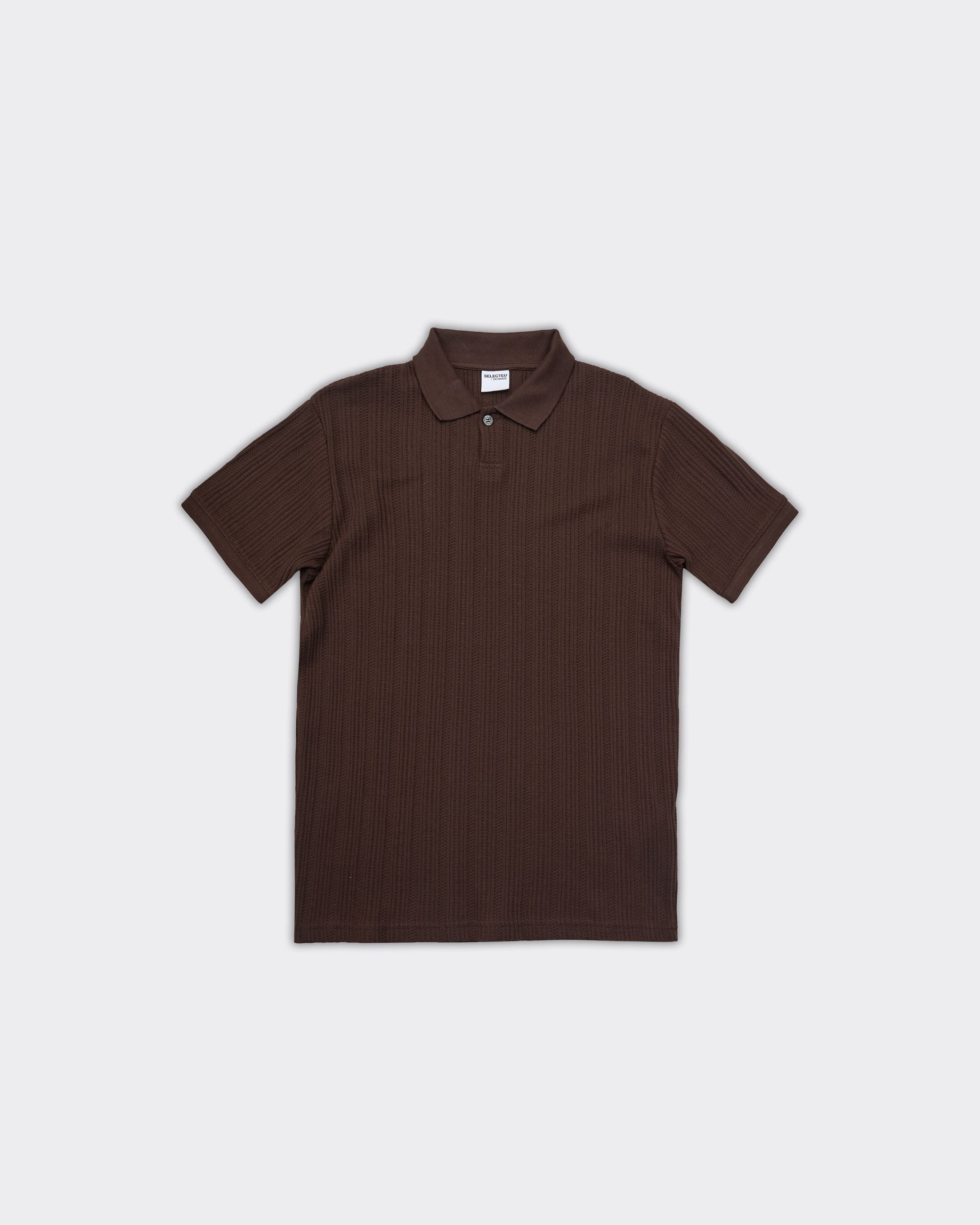 Jaden Jacquard SS Polo Brown