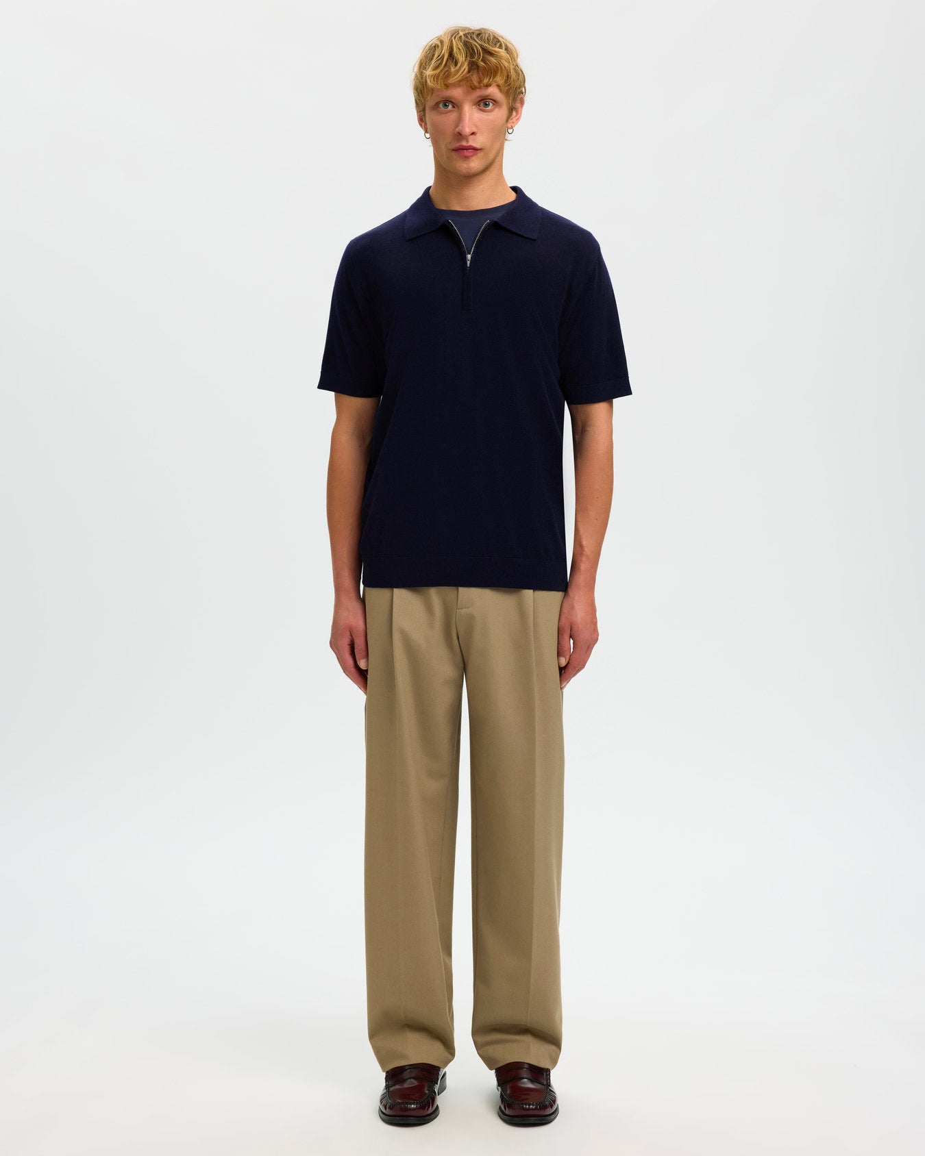 Polo Tray SS Knit Half Zip Navy Blazer