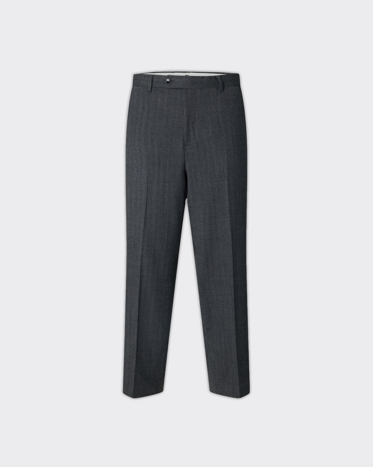 Pantaloni Relaxed Brooks Wool Blend Dark Grey Herringbone