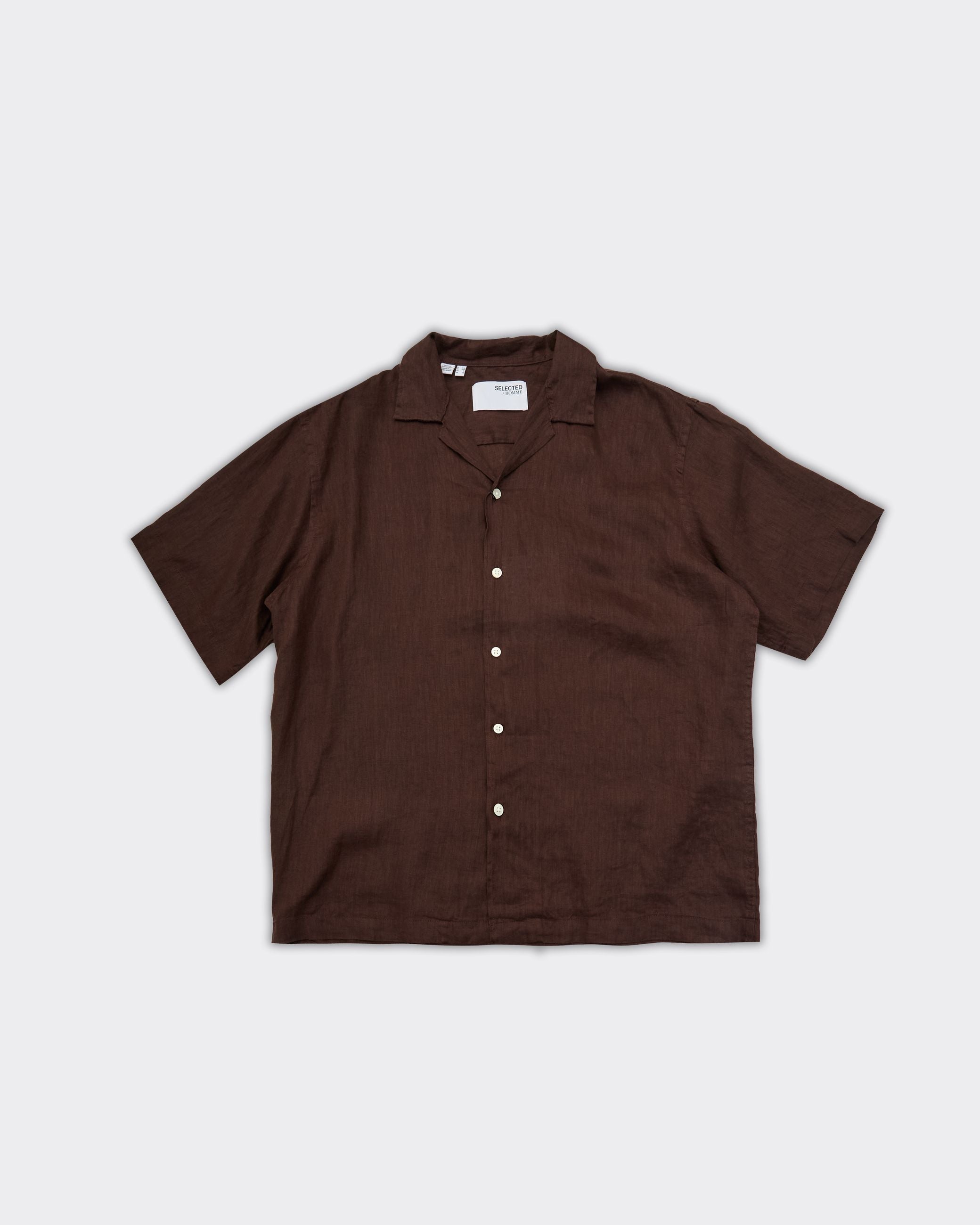 Kylian Resort Linen SS Shirt Brown