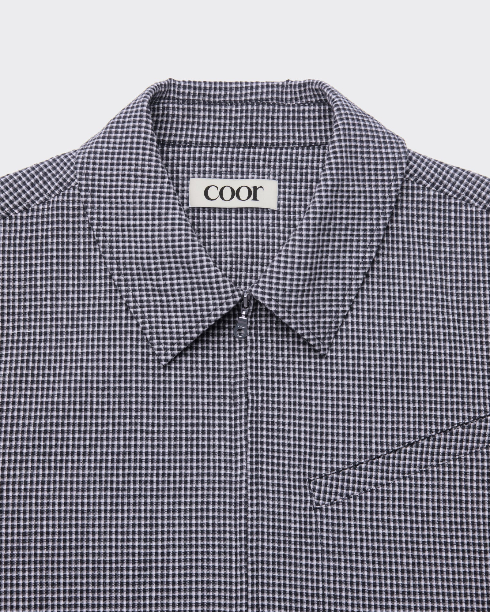 Camicia Zip-Up Micro Check Blu