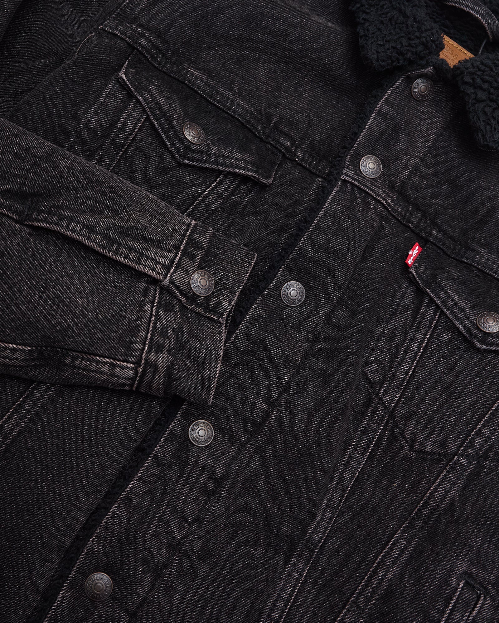 Denim Type 3 Sherpa Trucker Jacket Black