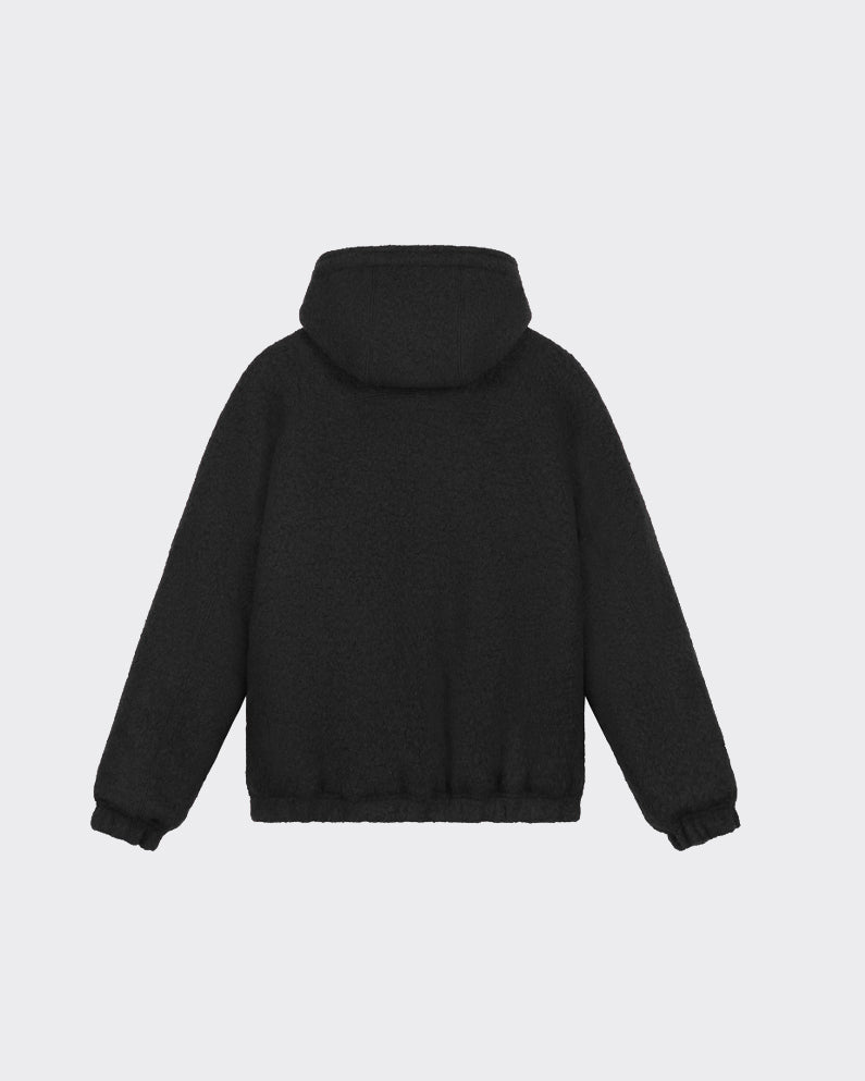Giacca Boiled Wool Hooded Nera