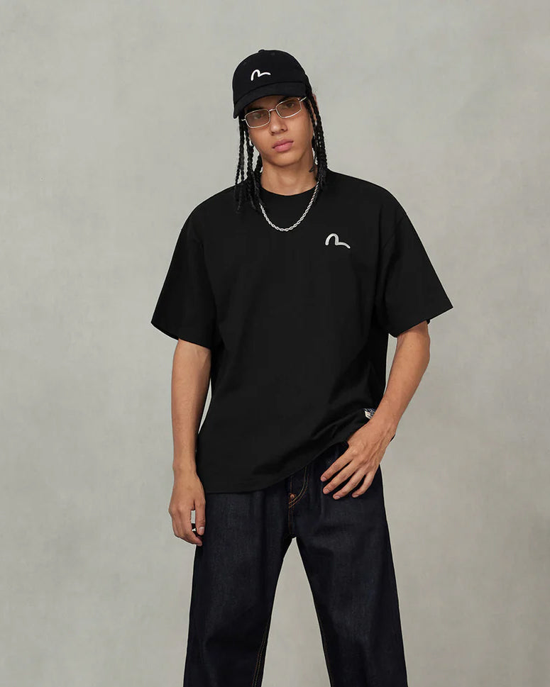 T-Shirt Seagull Embroidery Nera