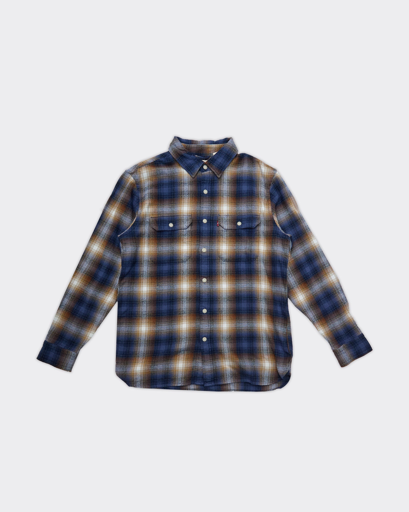 Jackson Worker Plaid Vintage Indigo Blue Shirt