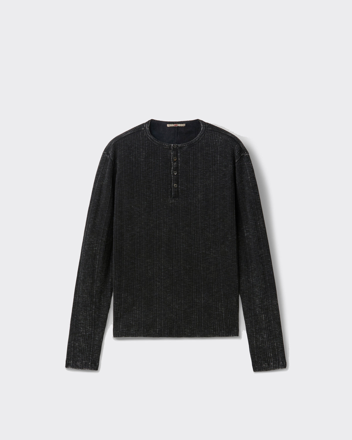 Longsleeve Henley Neck Grain Washed Nera