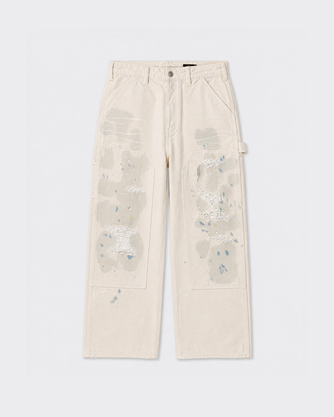 Pantaloni Distressed Double Knee Bianchi