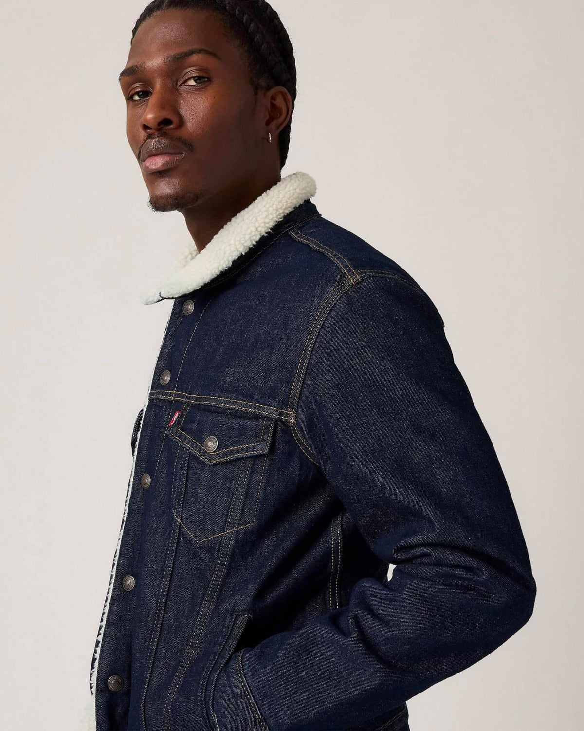 Giacca Sherpa Type 3 Trucker Give It Dark Indigo