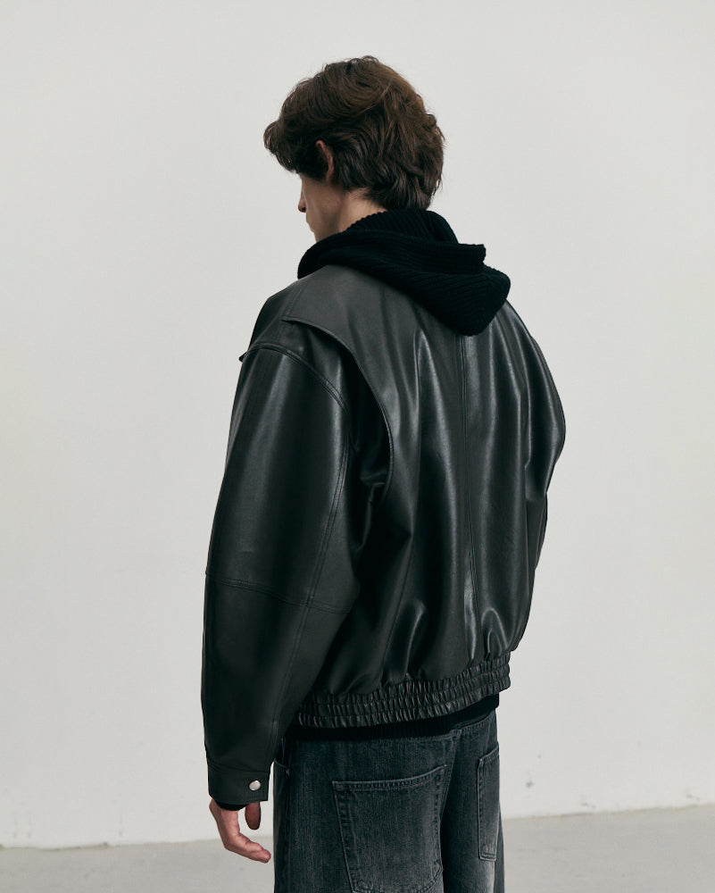 Giacca Cropped Alter-Leather Blouson Nera