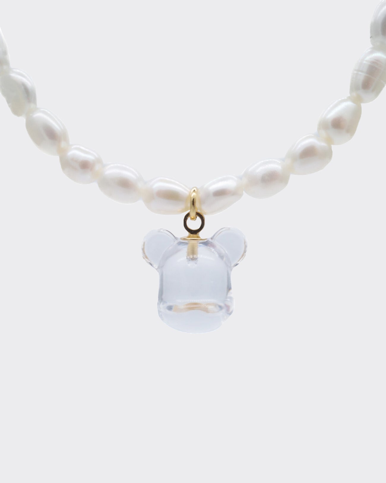 Bearbrick Pendant Clear Pearl Necklace