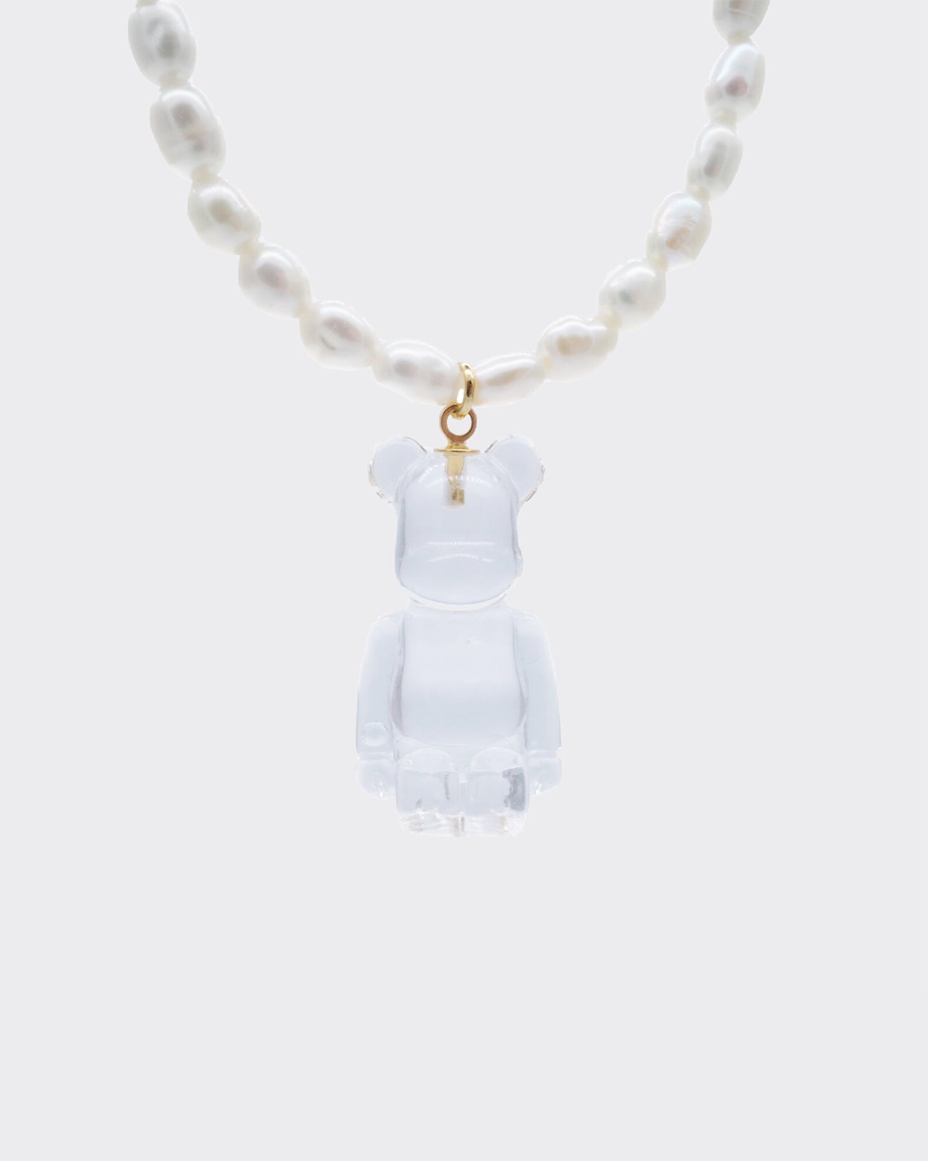 Bearbrick Charm Clear Pearl Necklace
