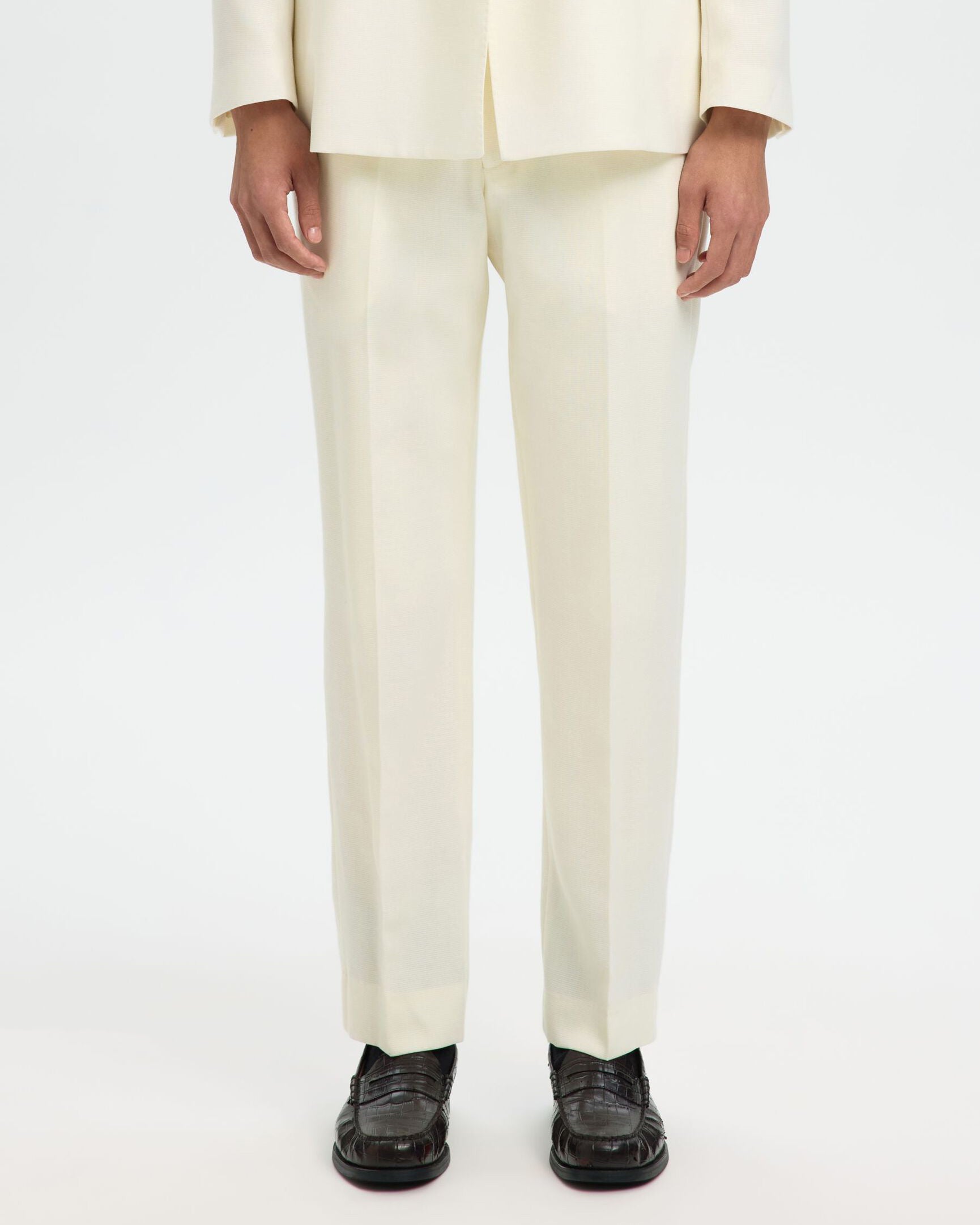 Pantalone Reg Beck Wool Blend Egret