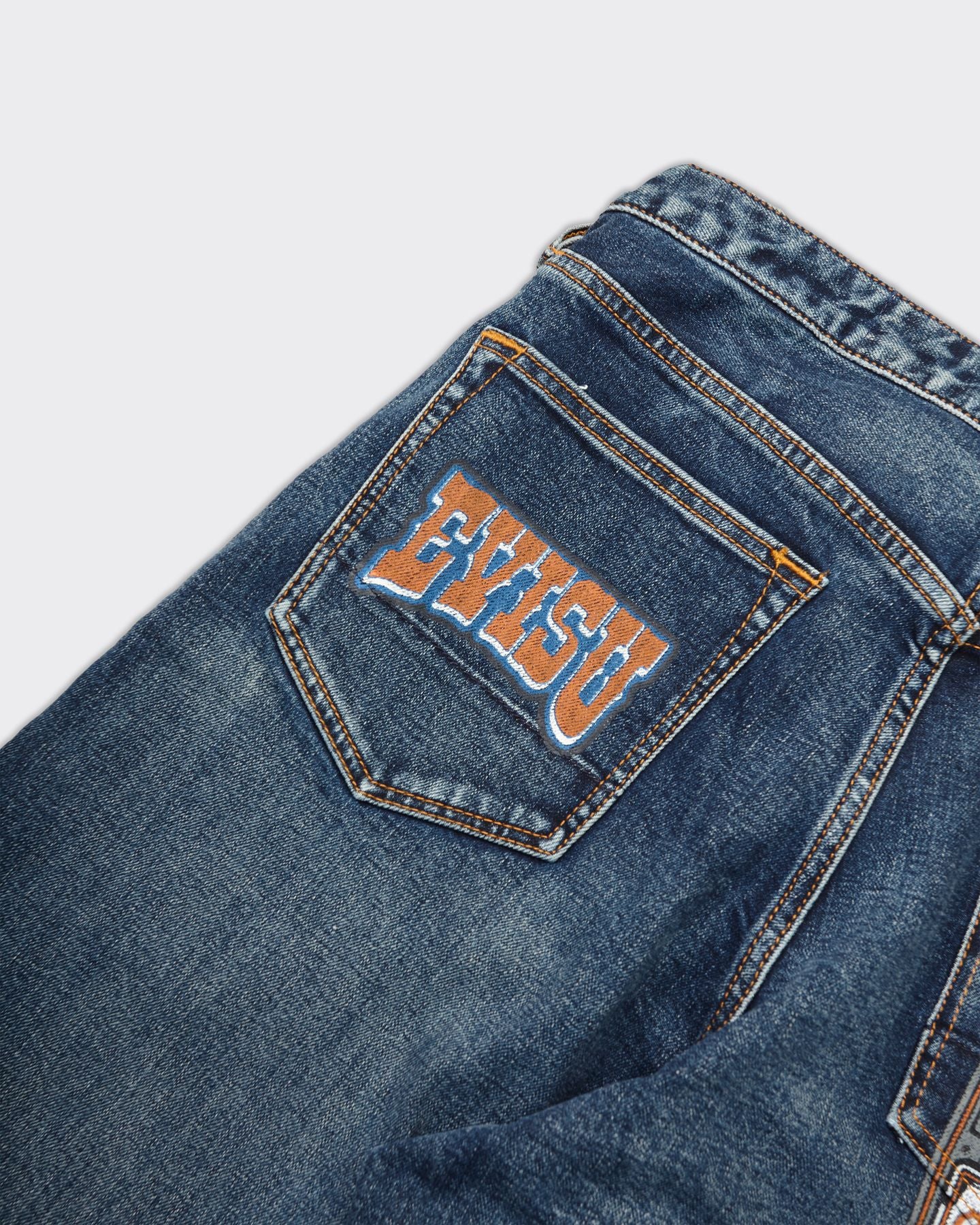 Evisu & Slot Embroidery Denim Blue Jeans