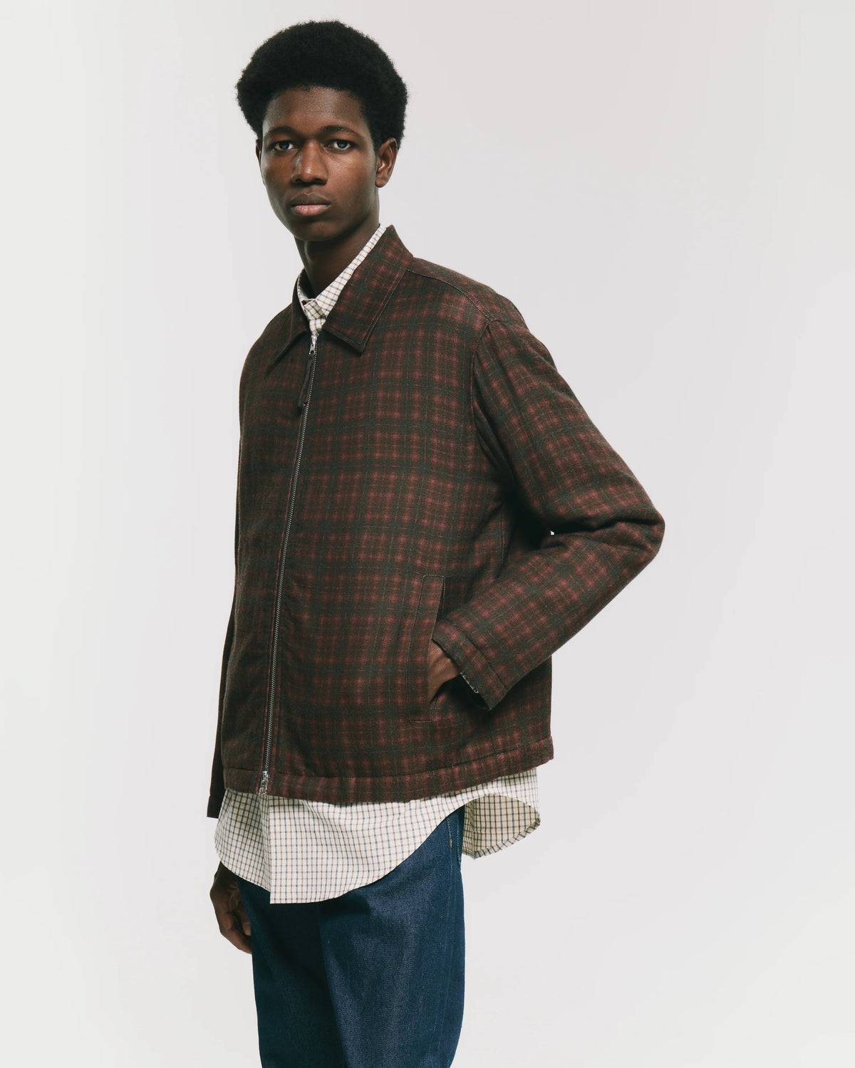 Giacca Zip Up Slim Shirt Egadi Check