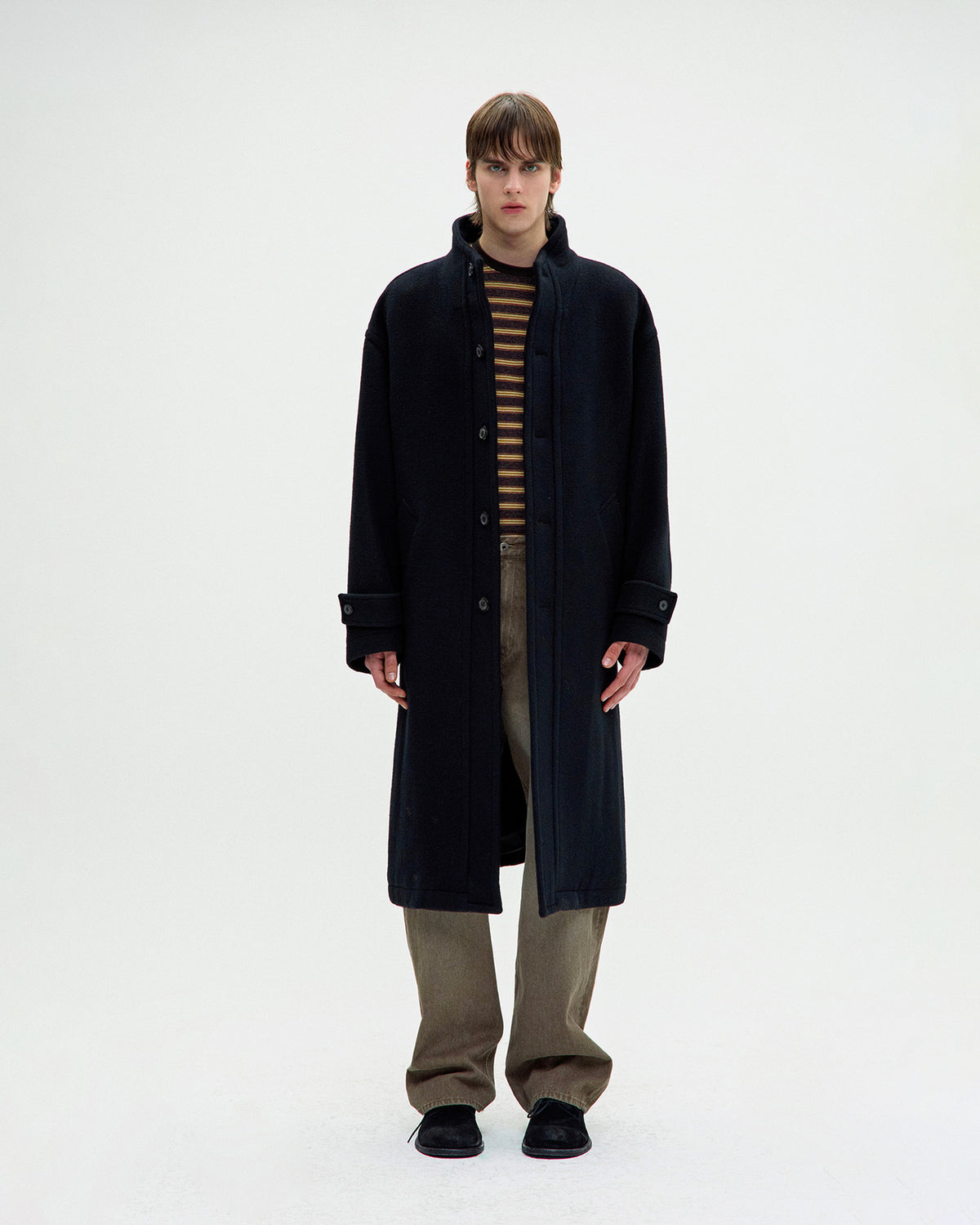 Cappotto Virgin Wool High-Neck Nero