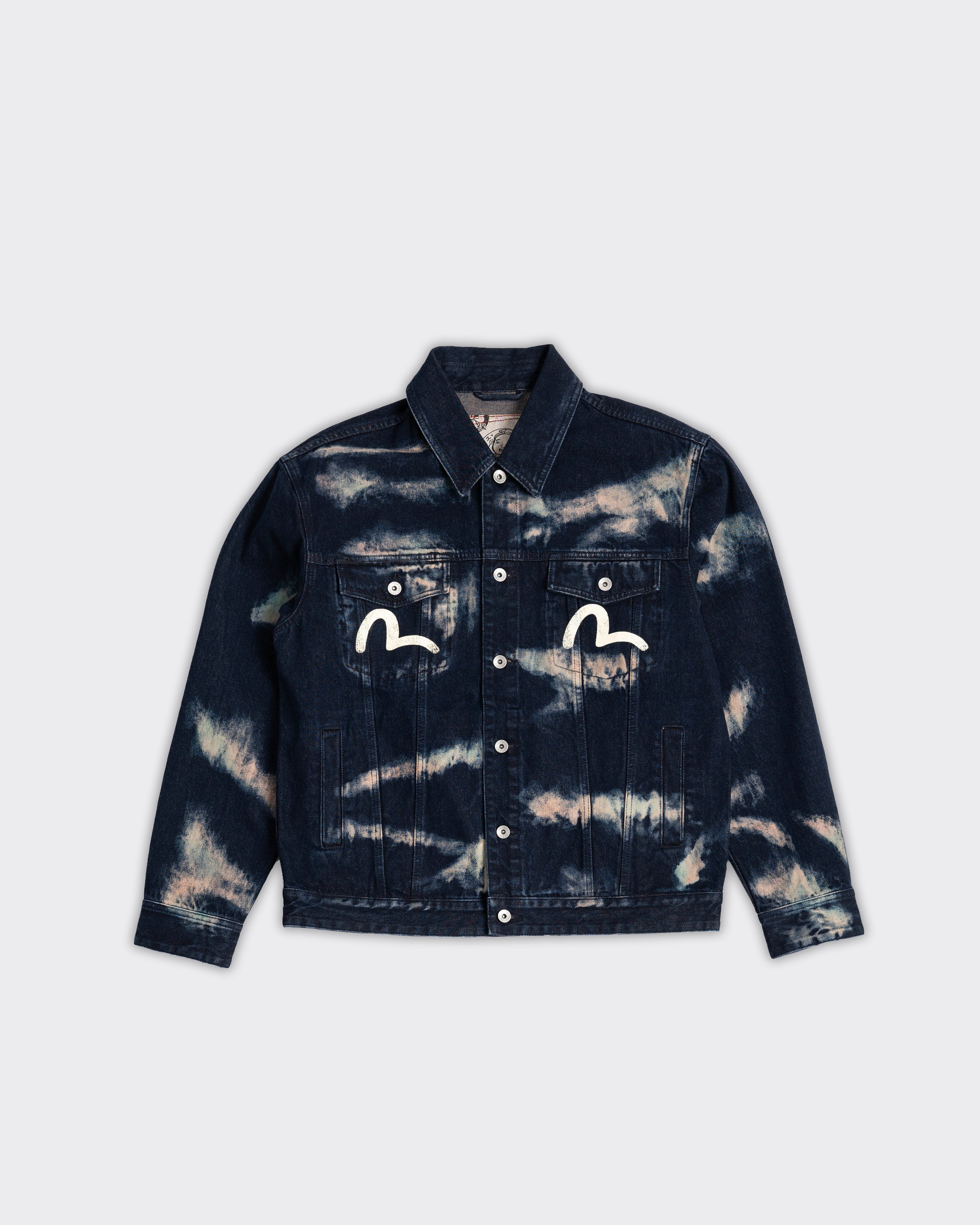 Giacca Tie-Dye Printed Seagull Denim Indigo