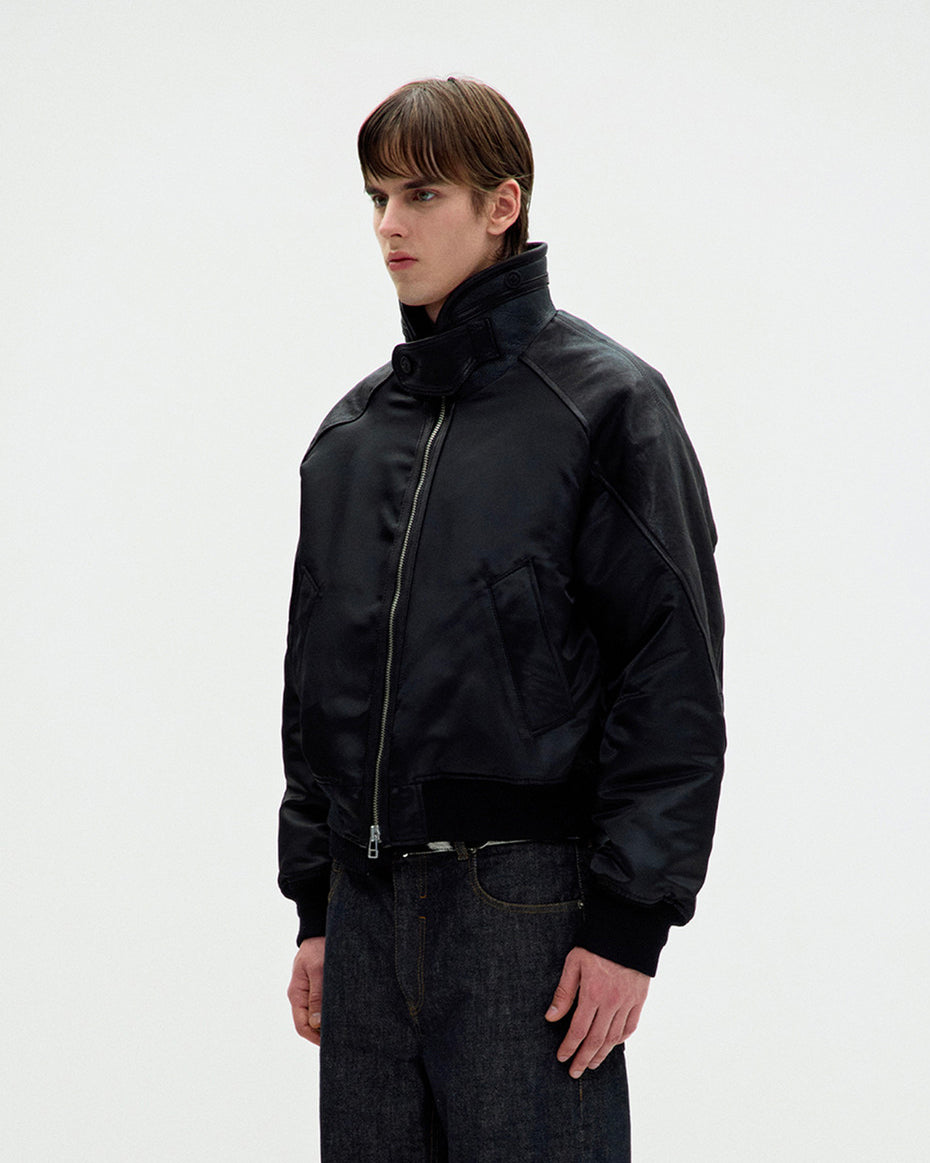 Bomber Highneck Shearling Mixed Ma-1 Nero