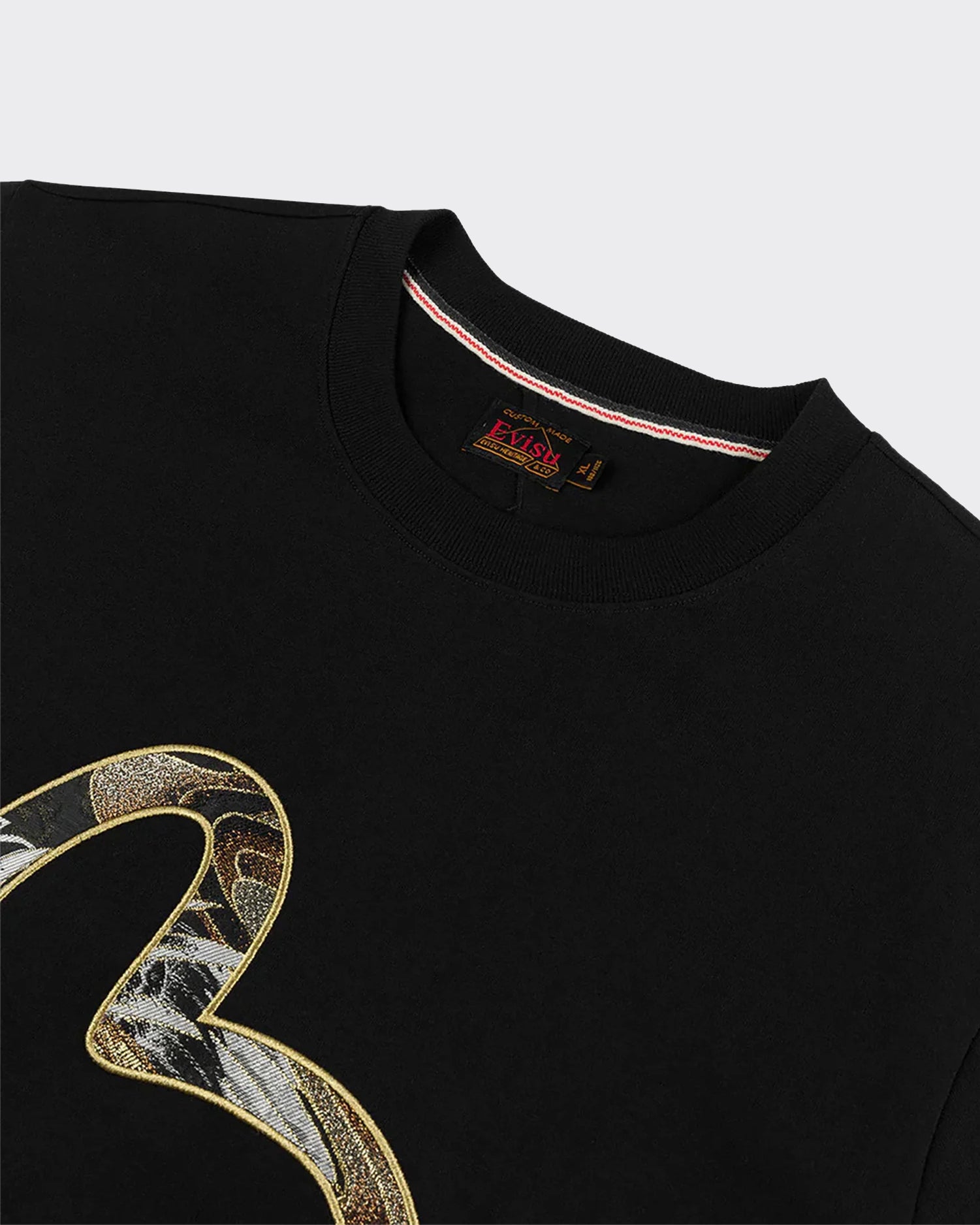 T-Shirt Seagull Brocade Applique Nera