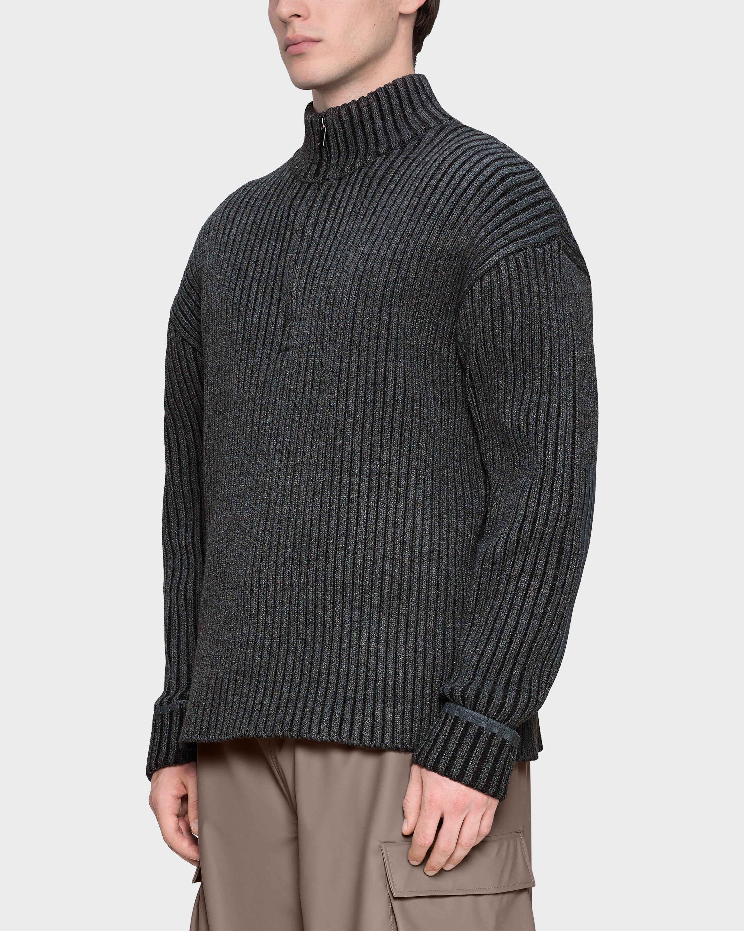 Knit Half Zip Sapa Grigio Scuro/Nero