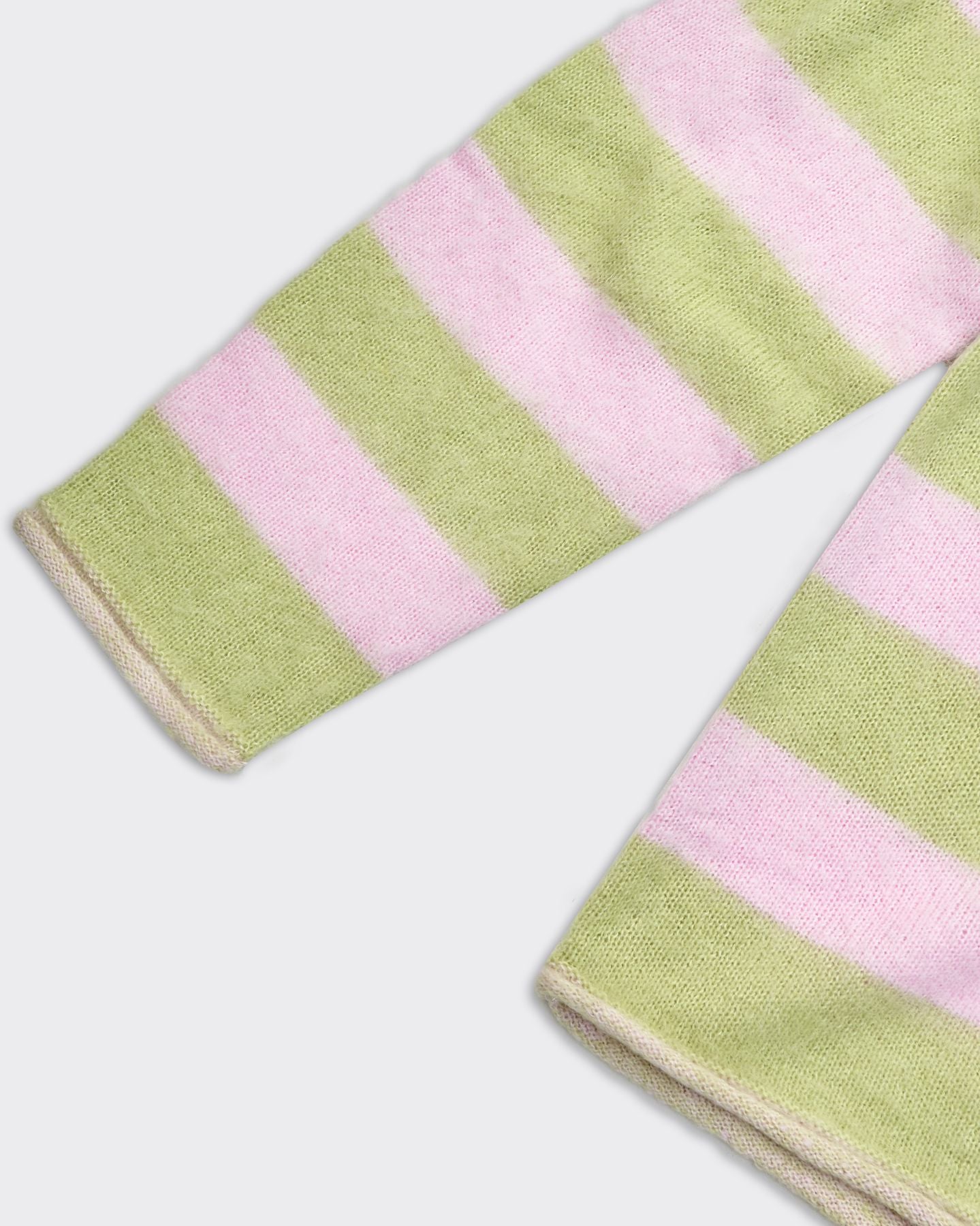 Maglione V-Neck Straight Fit Stripes Verde/Rosa