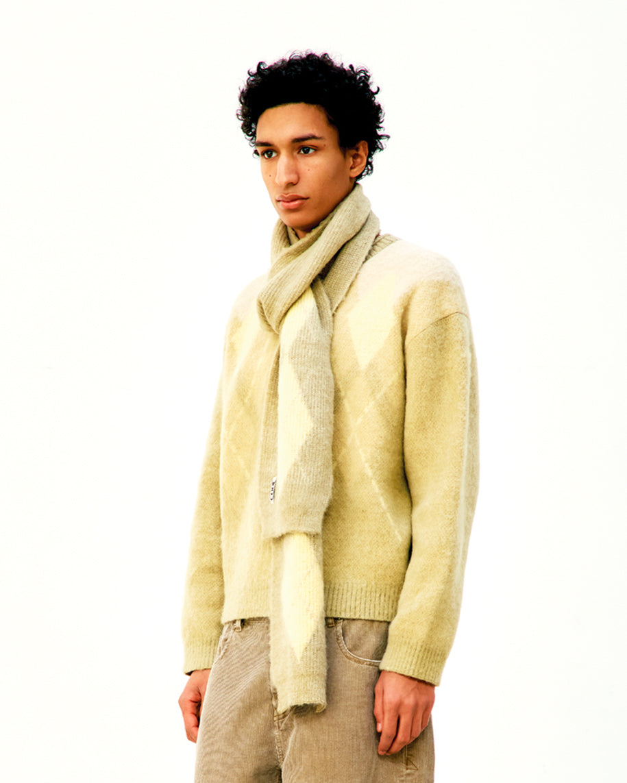 Maglione Crewneck Hairy Mixed Argyle Giallo