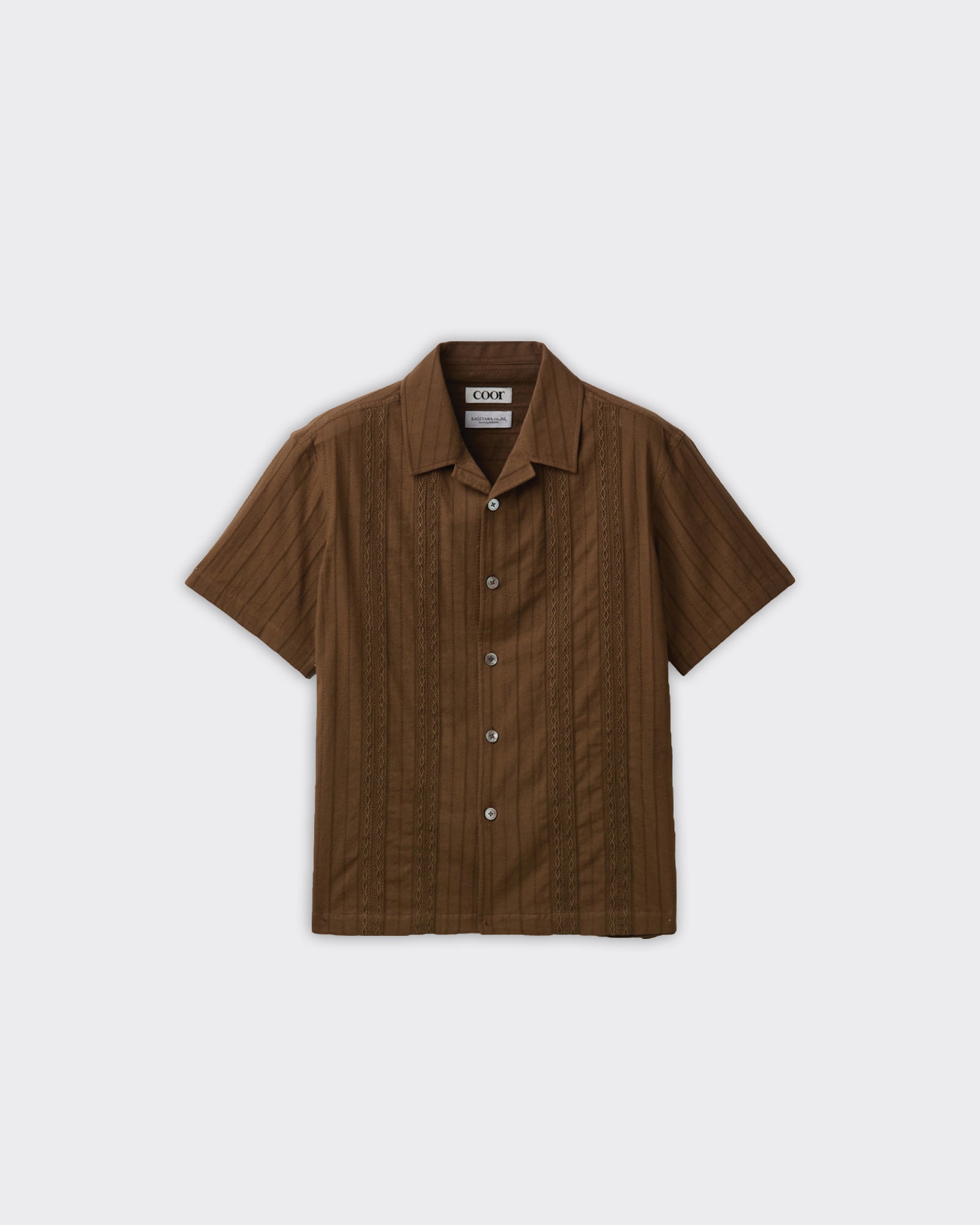 Camicia SS Guayabera Marrone