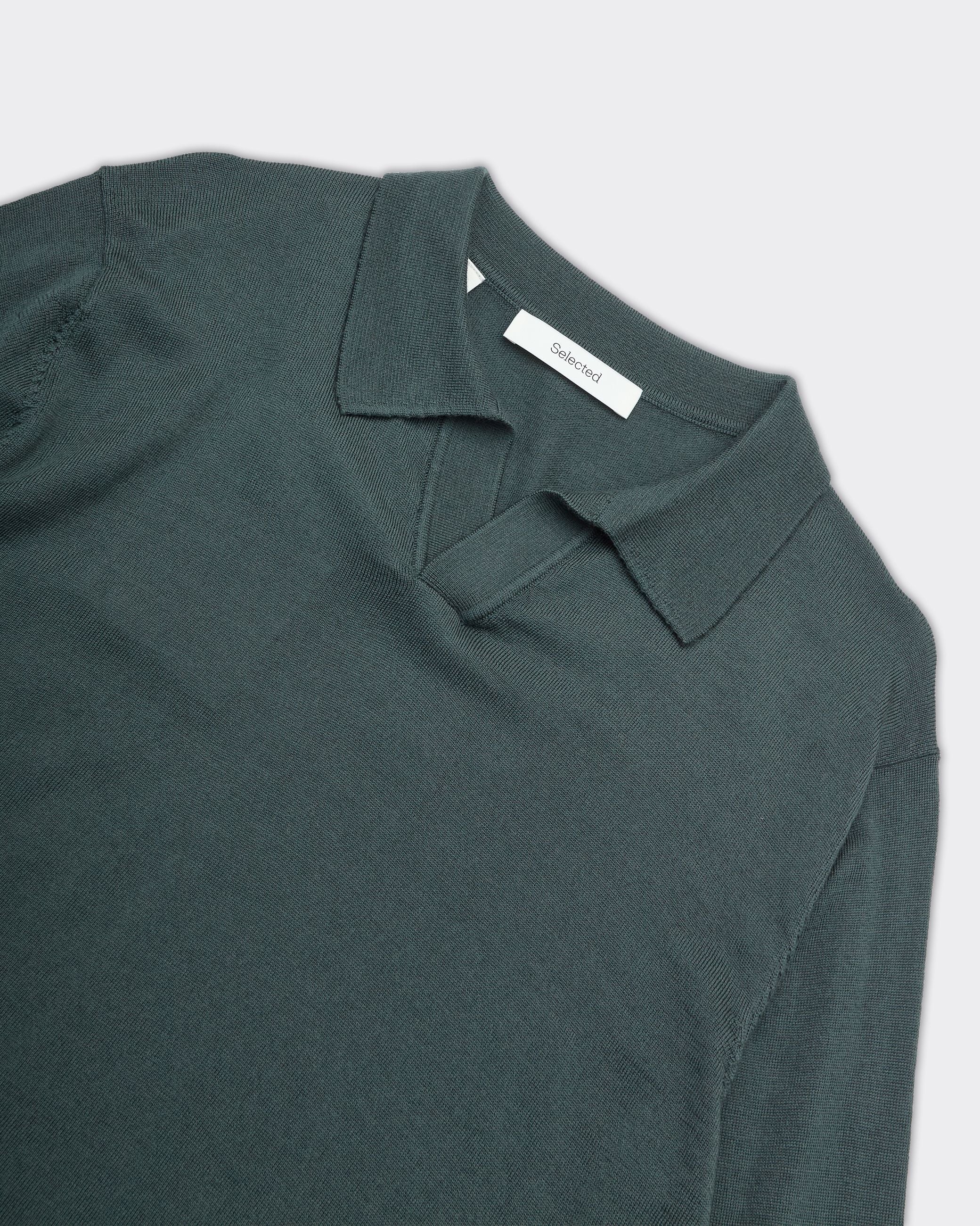 Polo Tray Knit Merino Deep Forest