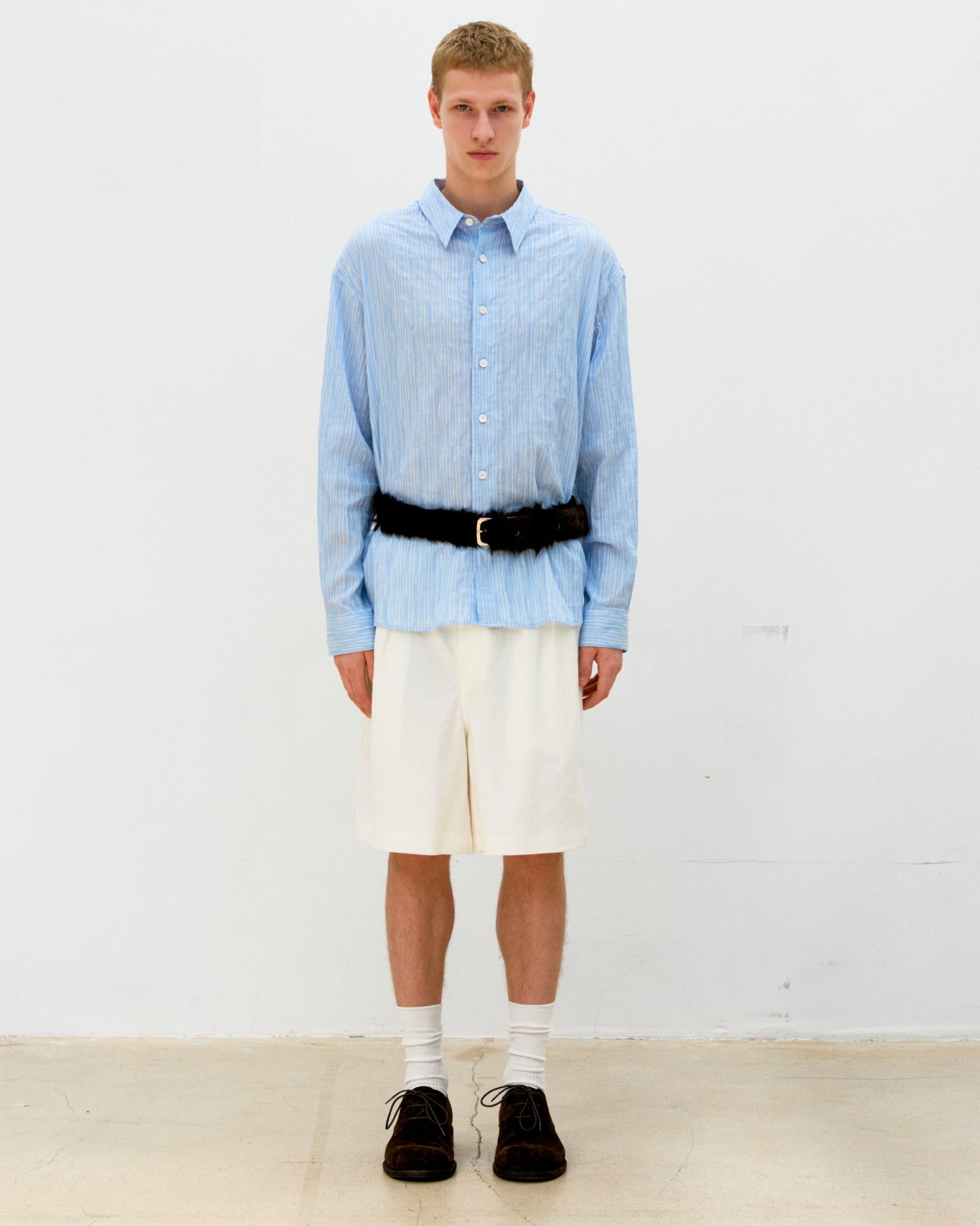 Shorts Linen Two Tuck Bianchi