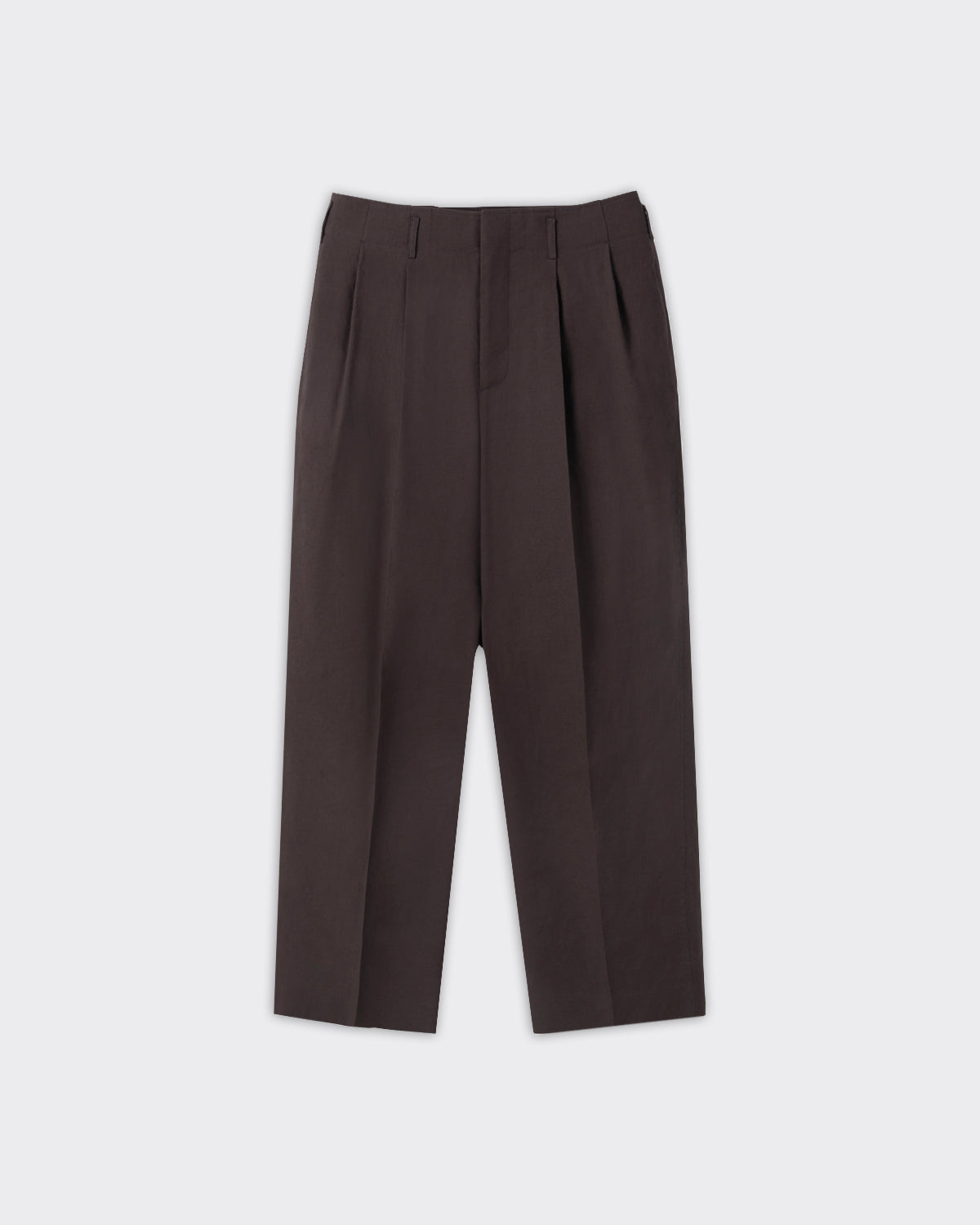 Pantalone Pleated Linen Blend Dark Chocolate