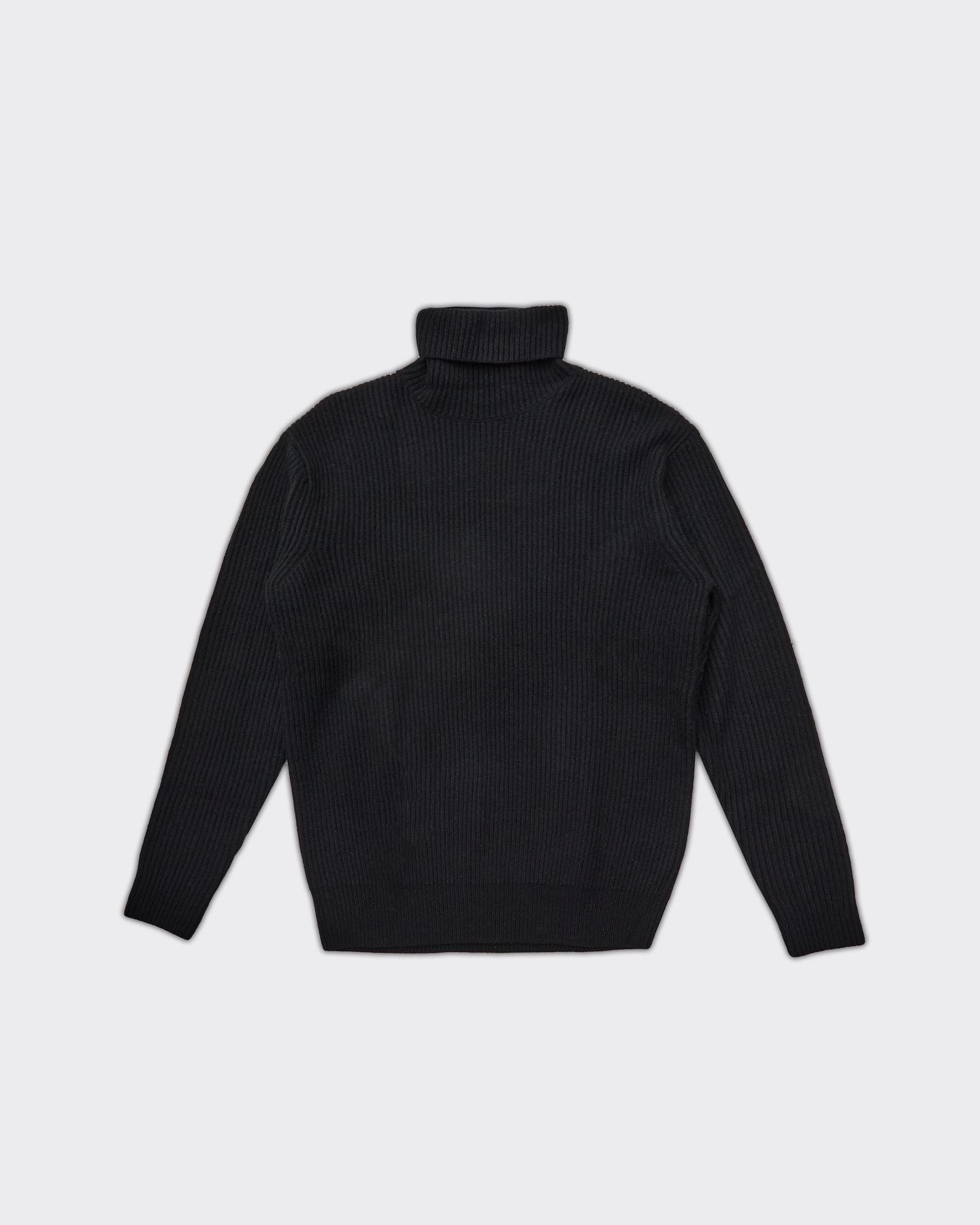 Eddie Ribbed Knit High Neck Jumper Black