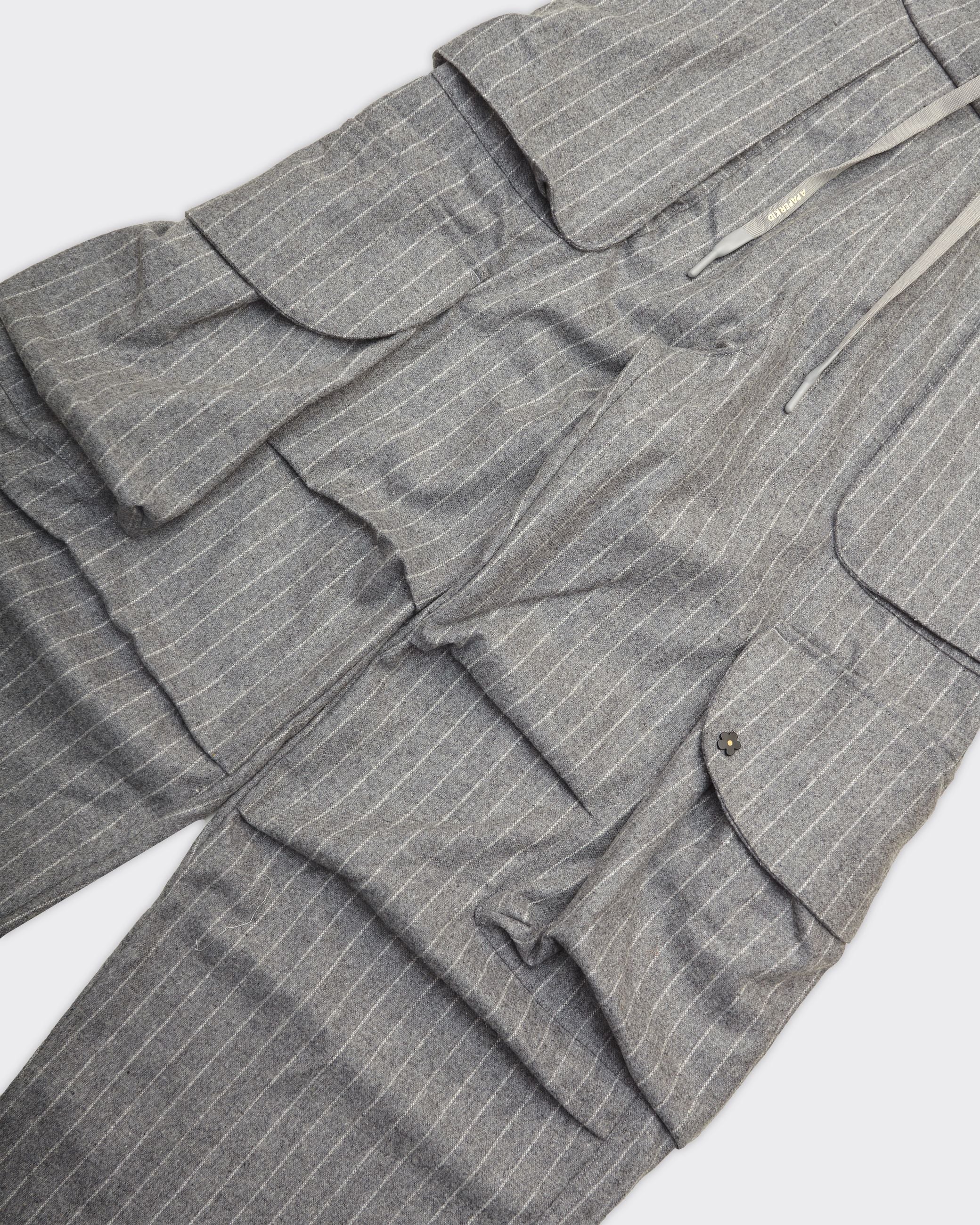 GREY FLANNEL CARGO TROUSERS