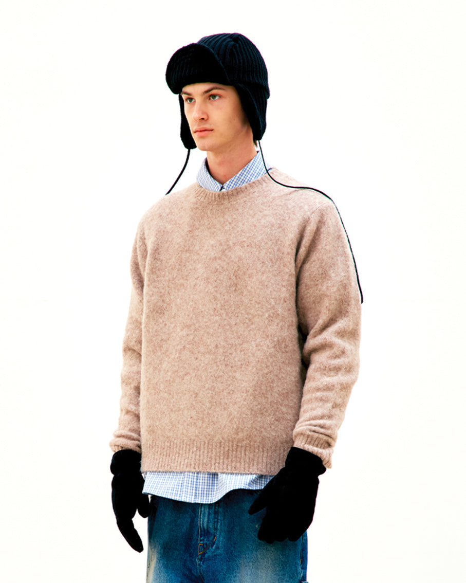 Maglione Crewneck Hairy Alpaca Blend Rosa Beige
